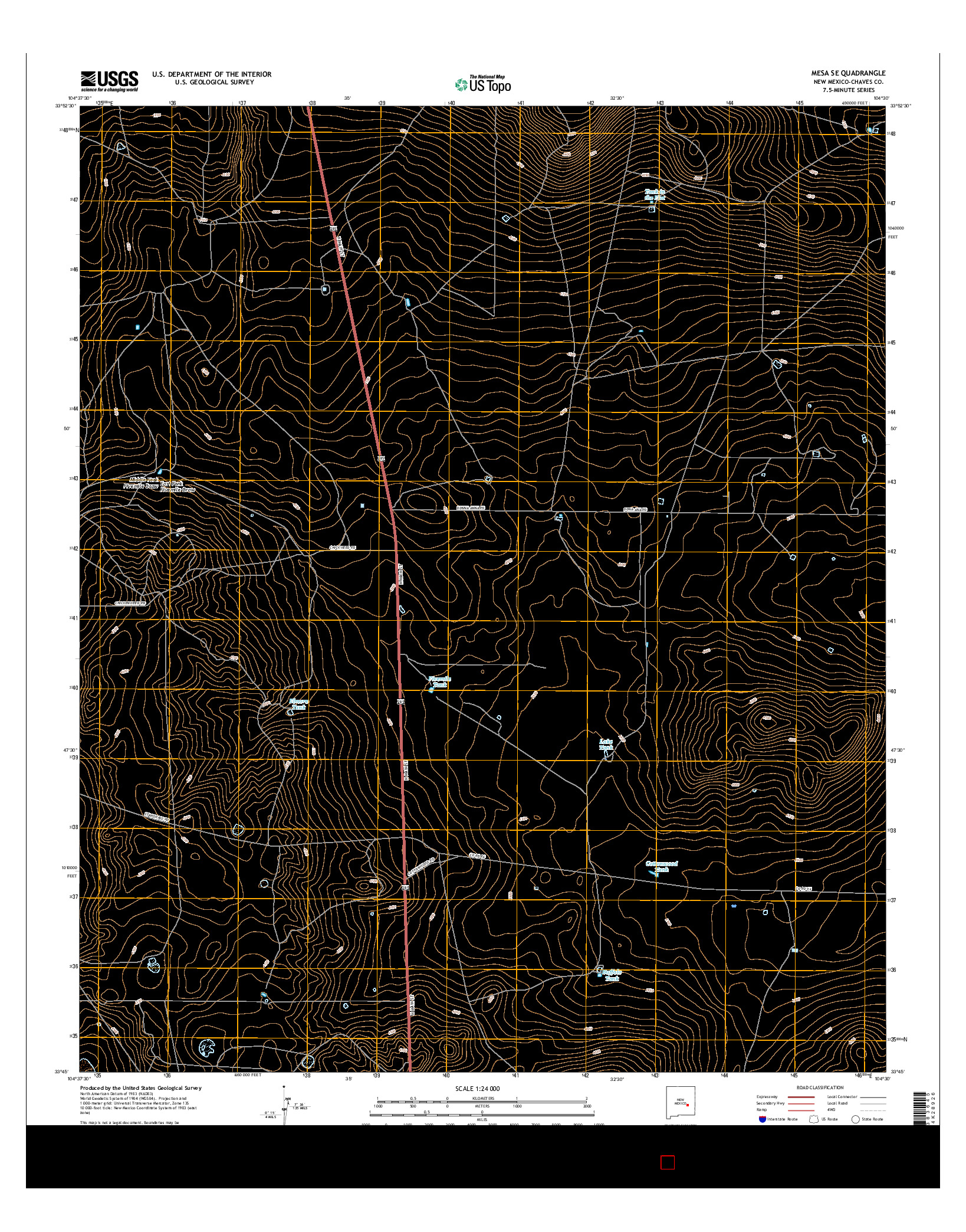 USGS US TOPO 7.5-MINUTE MAP FOR MESA SE, NM 2017