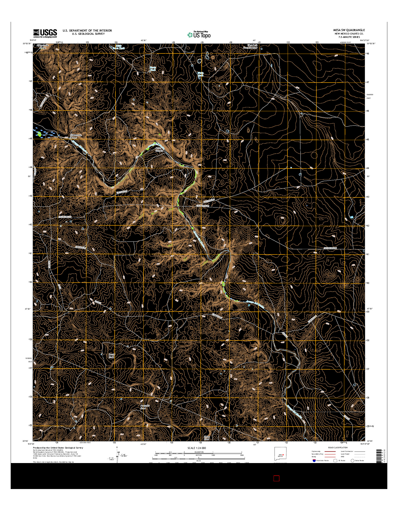 USGS US TOPO 7.5-MINUTE MAP FOR MESA SW, NM 2017