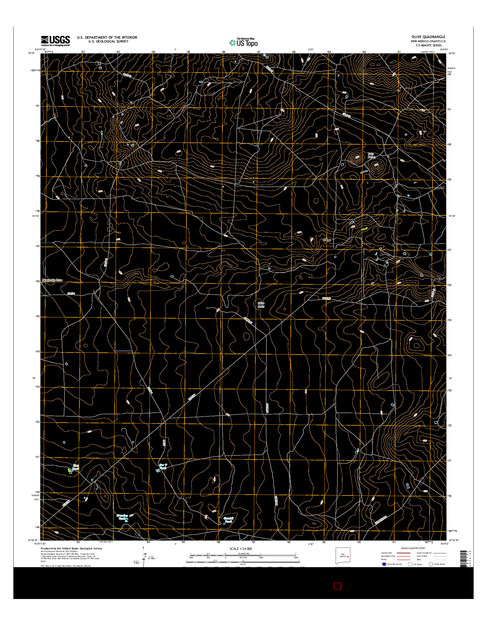 USGS US TOPO 7.5-MINUTE MAP FOR OLIVE, NM 2017