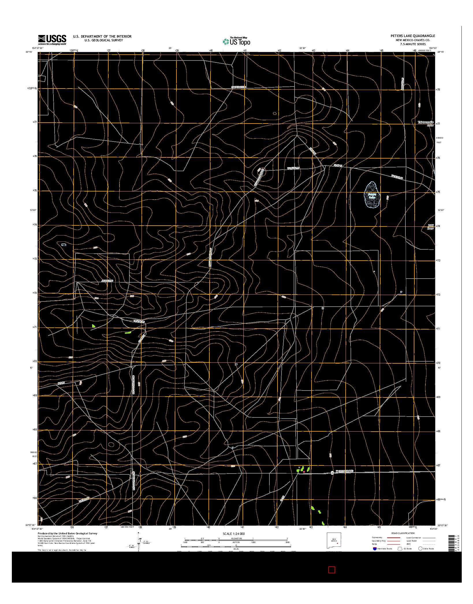 USGS US TOPO 7.5-MINUTE MAP FOR PETERS LAKE, NM 2017