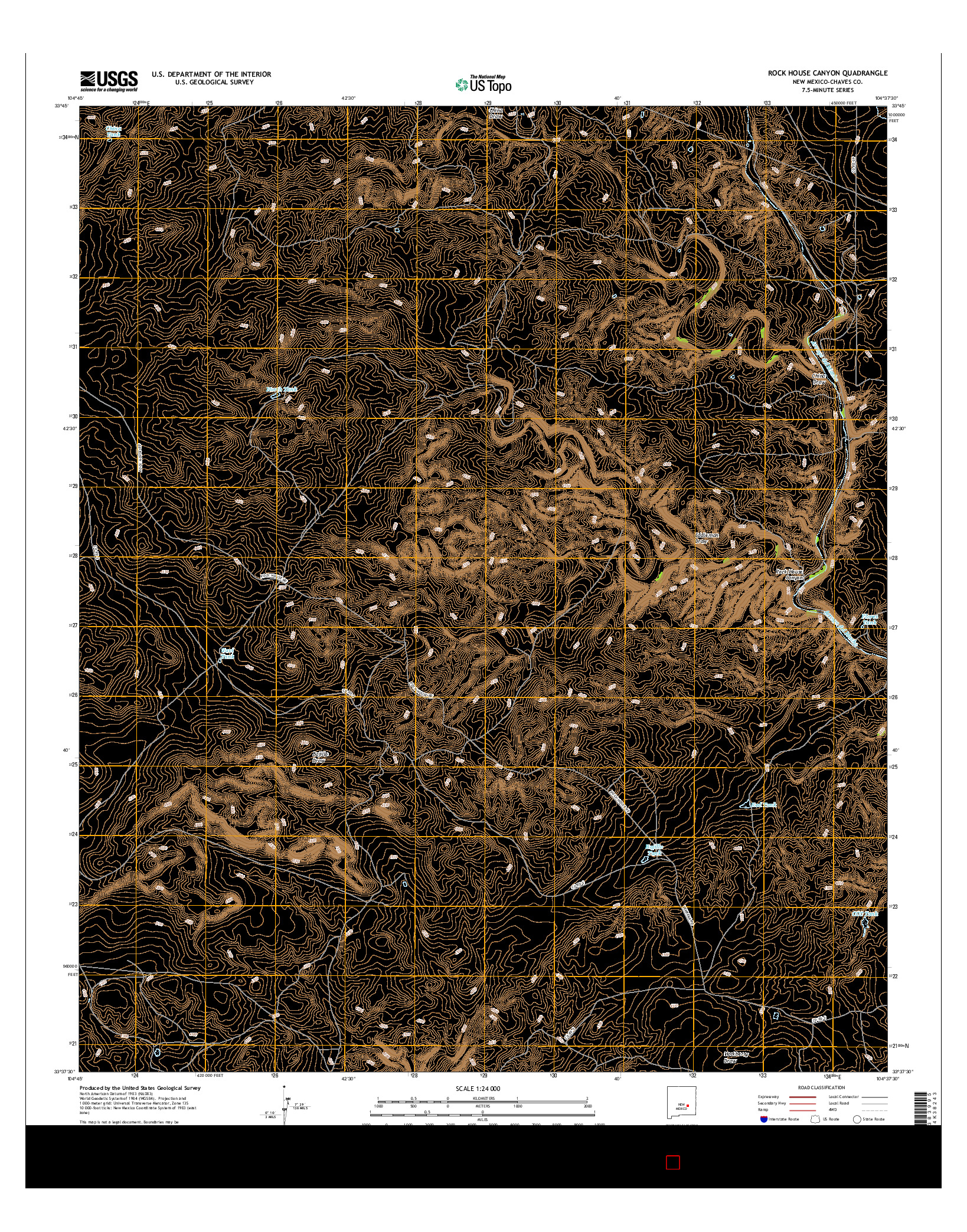 USGS US TOPO 7.5-MINUTE MAP FOR ROCK HOUSE CANYON, NM 2017