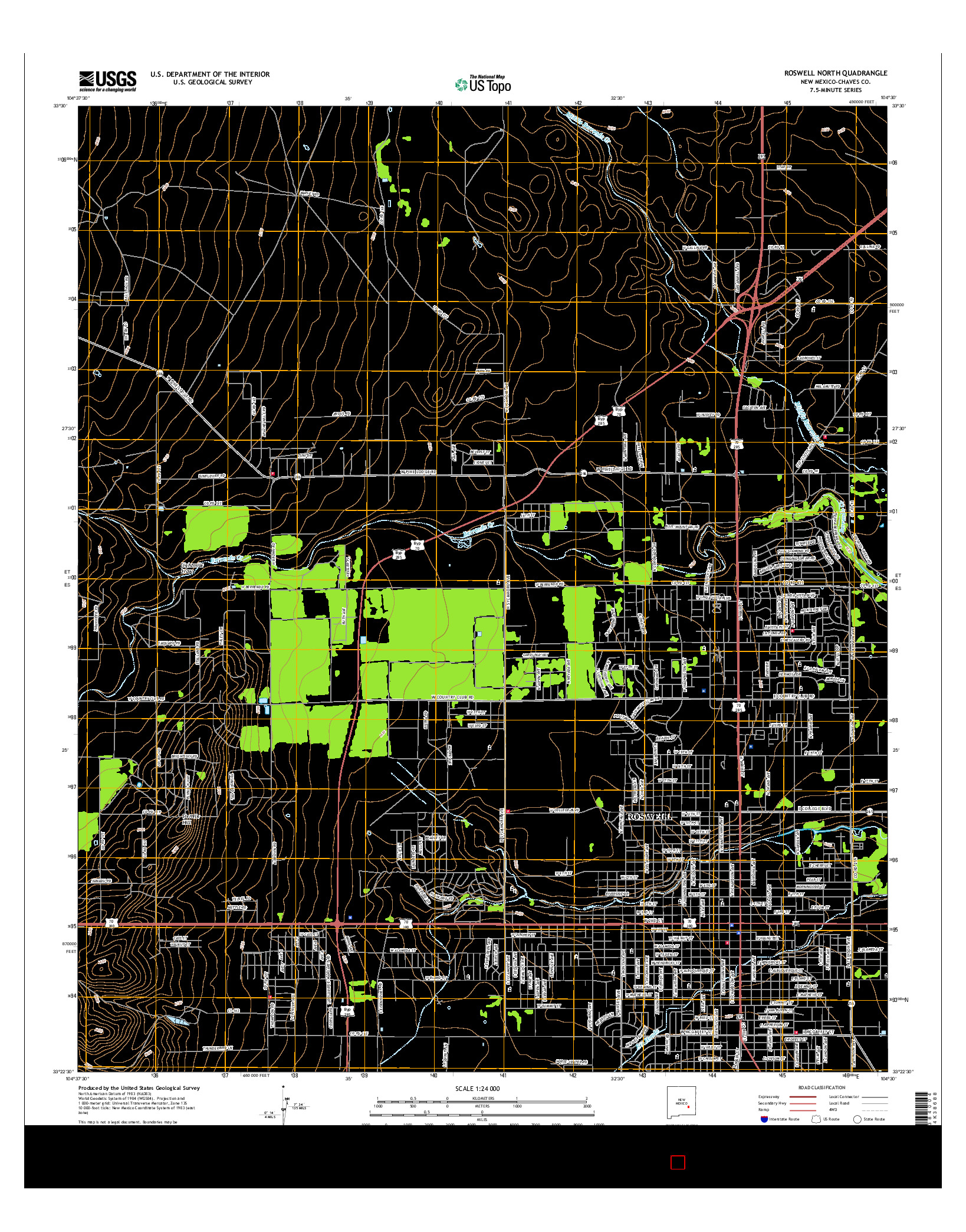 USGS US TOPO 7.5-MINUTE MAP FOR ROSWELL NORTH, NM 2017