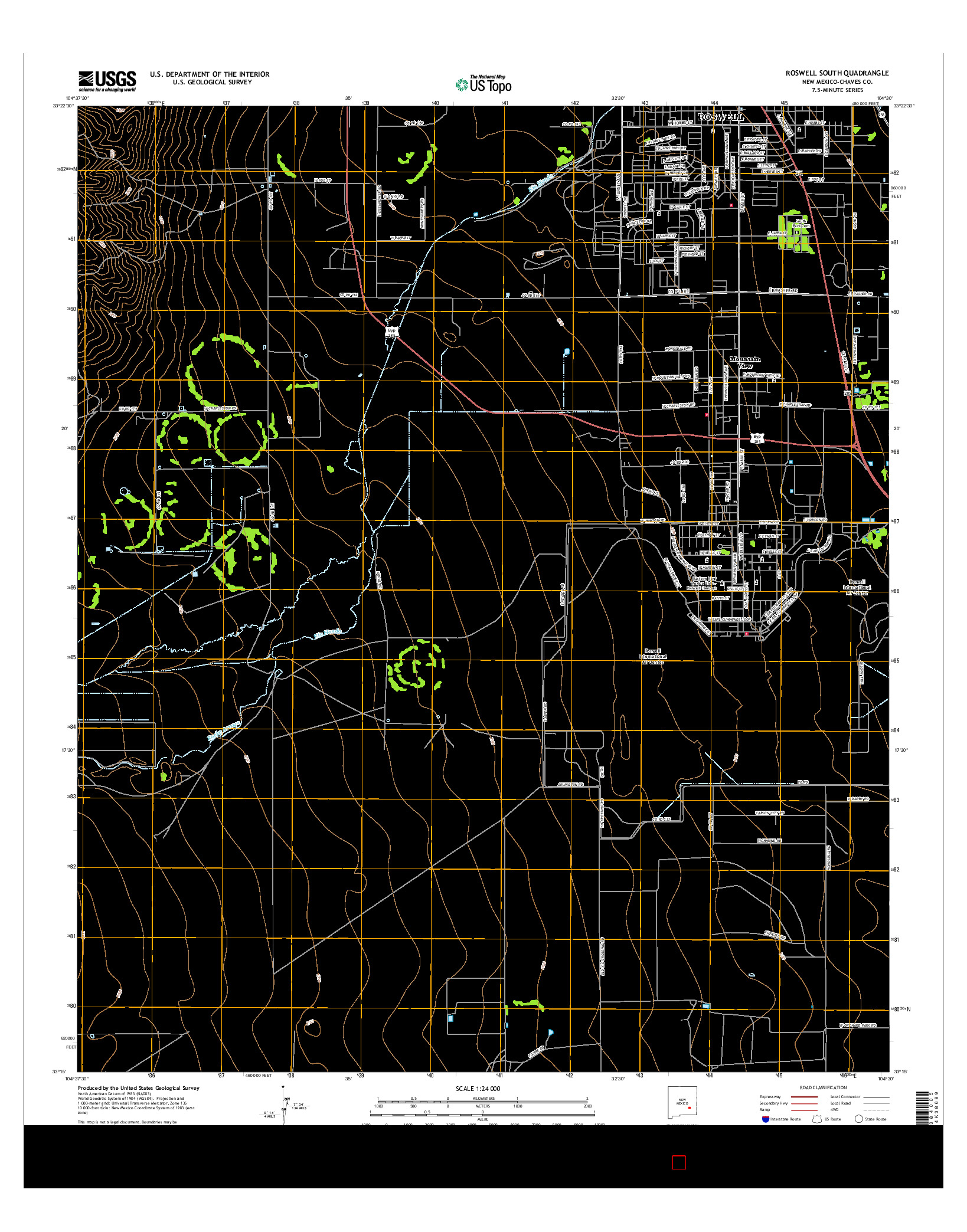 USGS US TOPO 7.5-MINUTE MAP FOR ROSWELL SOUTH, NM 2017