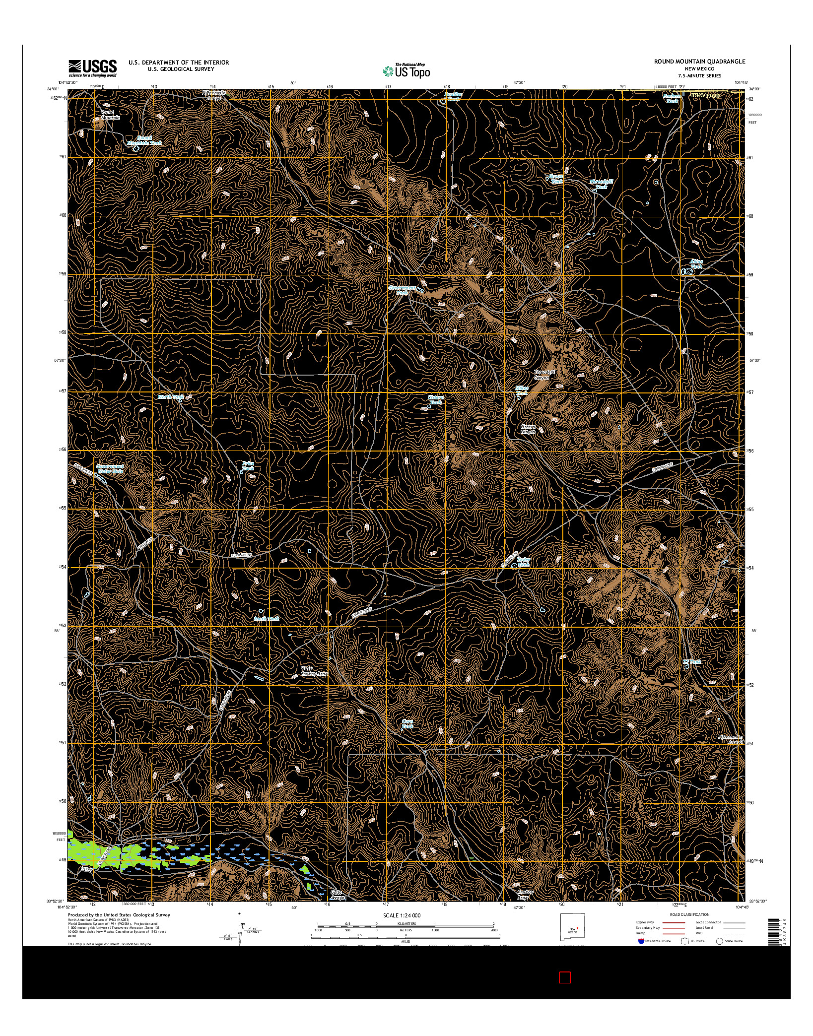 USGS US TOPO 7.5-MINUTE MAP FOR ROUND MOUNTAIN, NM 2017