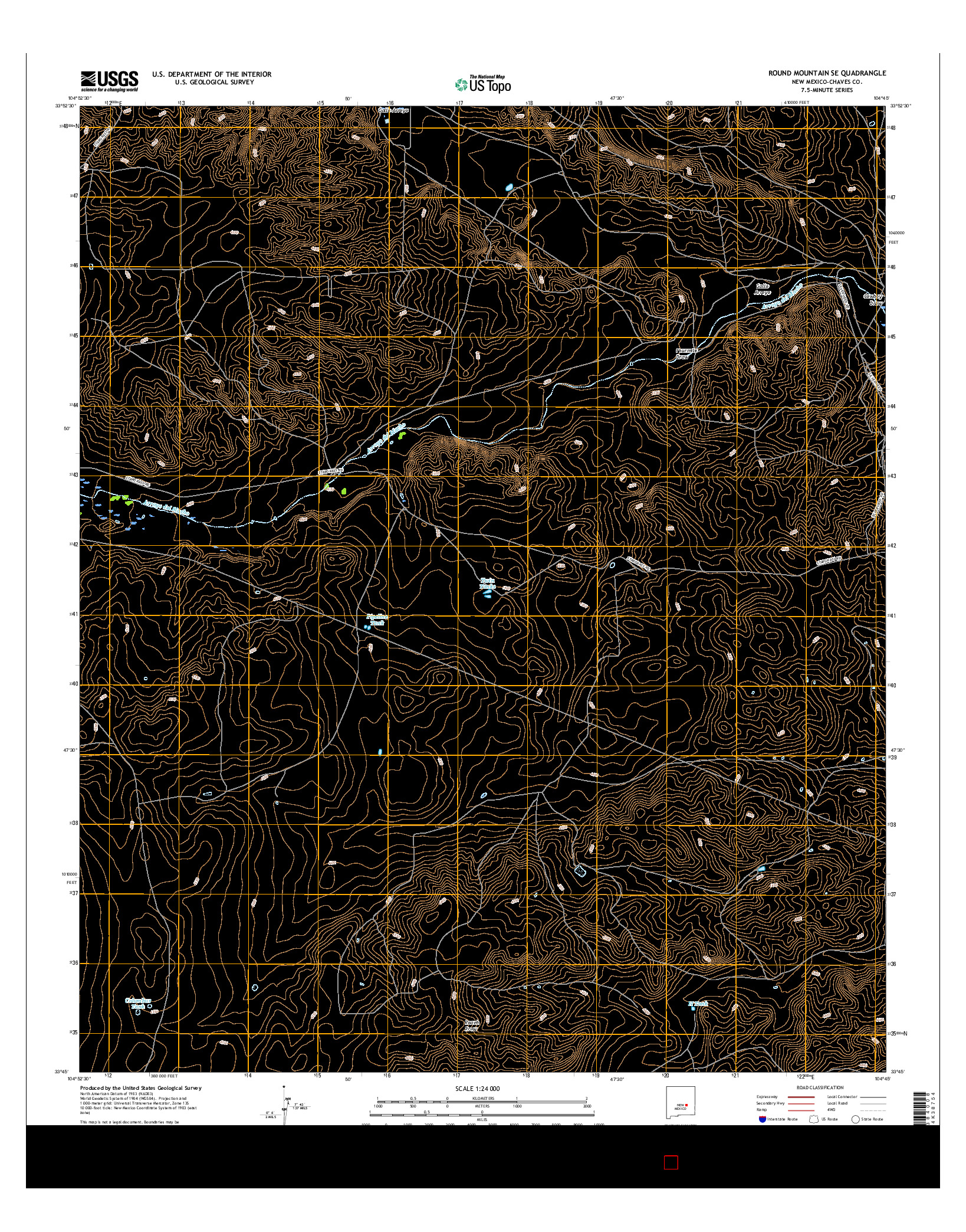 USGS US TOPO 7.5-MINUTE MAP FOR ROUND MOUNTAIN SE, NM 2017