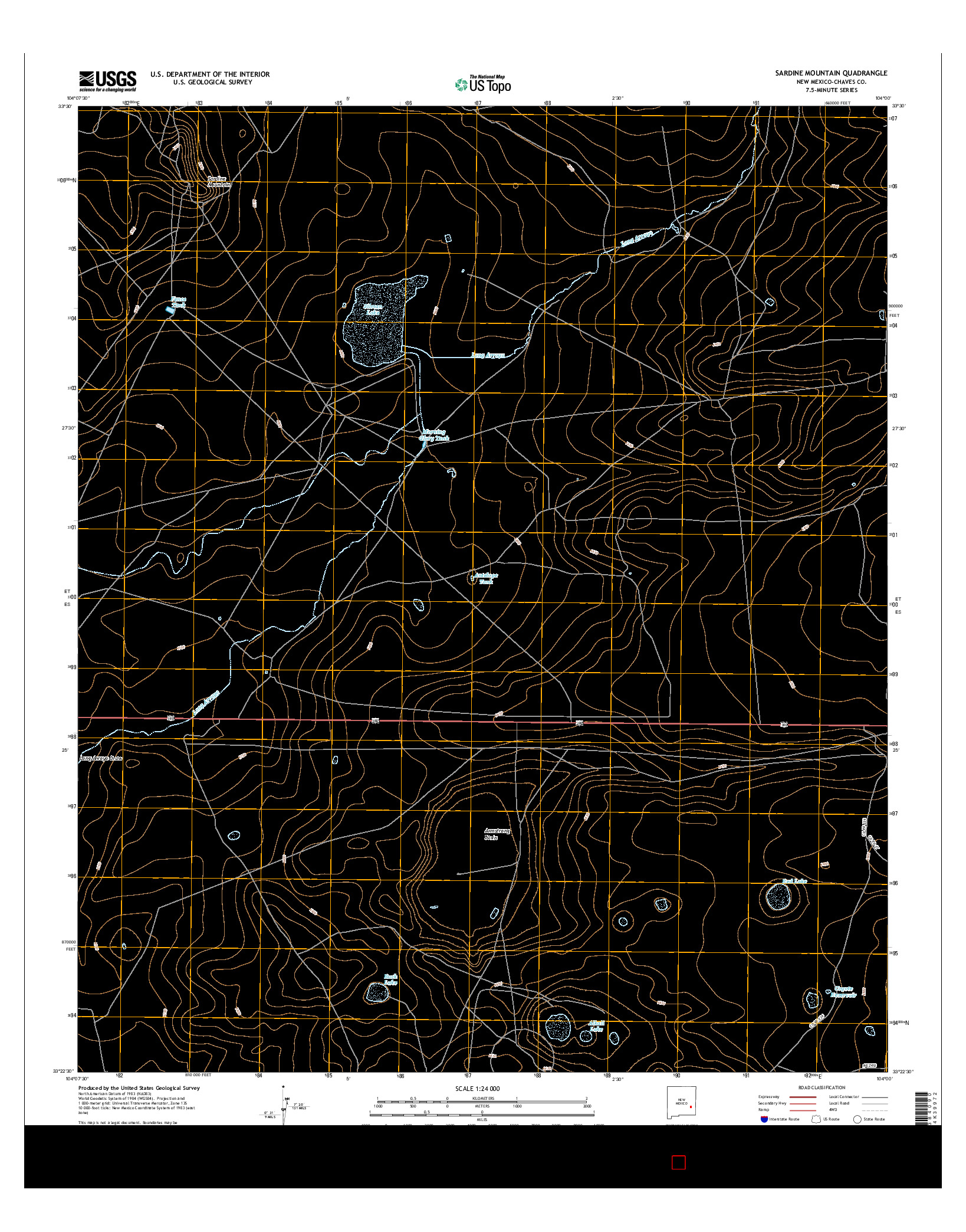 USGS US TOPO 7.5-MINUTE MAP FOR SARDINE MOUNTAIN, NM 2017