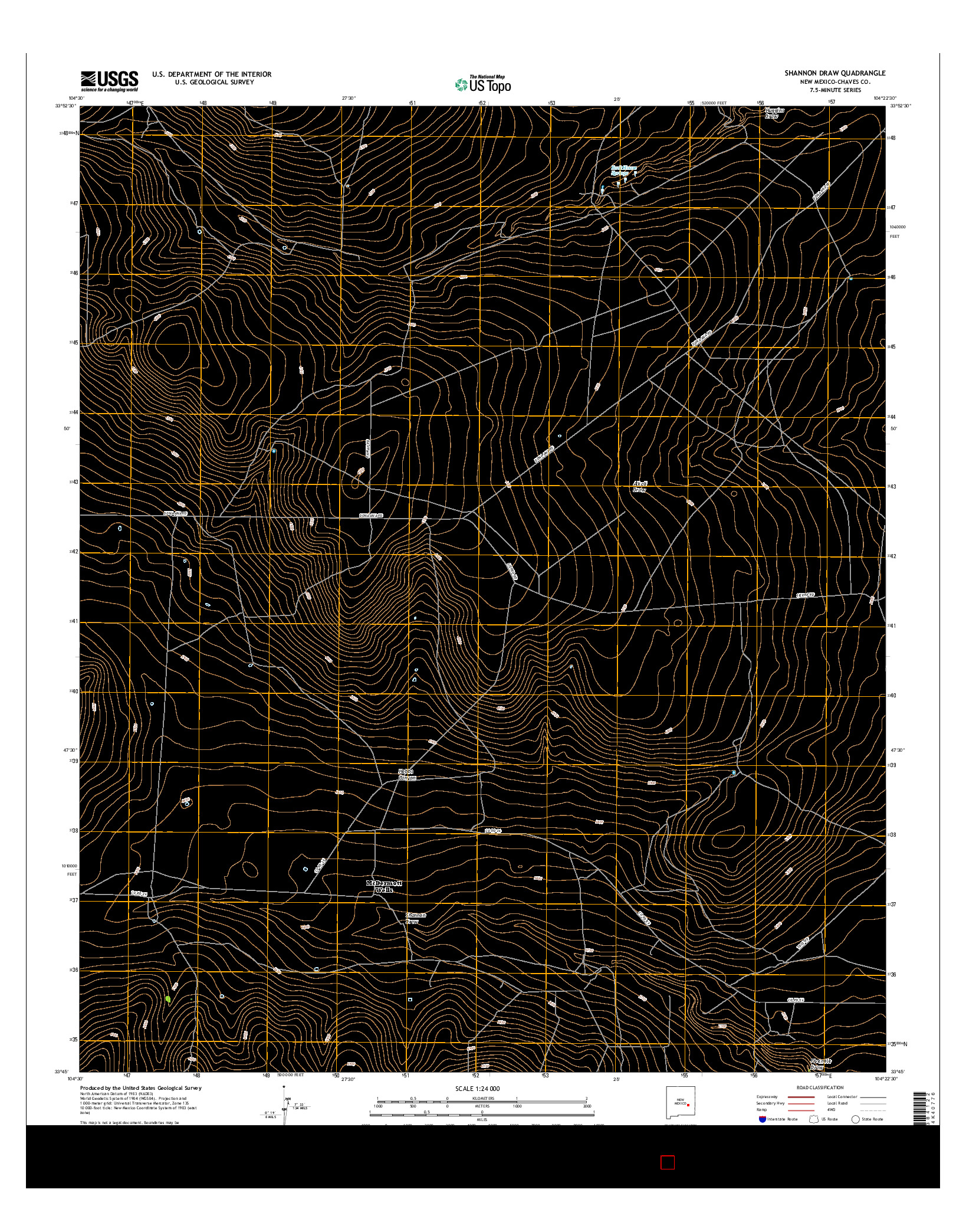 USGS US TOPO 7.5-MINUTE MAP FOR SHANNON DRAW, NM 2017