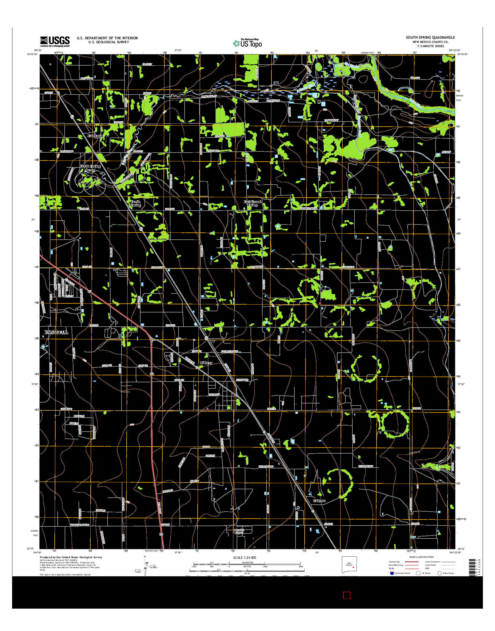 USGS US TOPO 7.5-MINUTE MAP FOR SOUTH SPRING, NM 2017