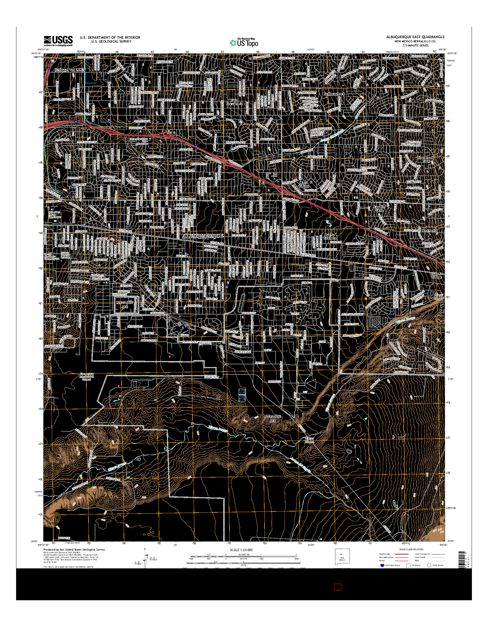 USGS US TOPO 7.5-MINUTE MAP FOR ALBUQUERQUE EAST, NM 2017