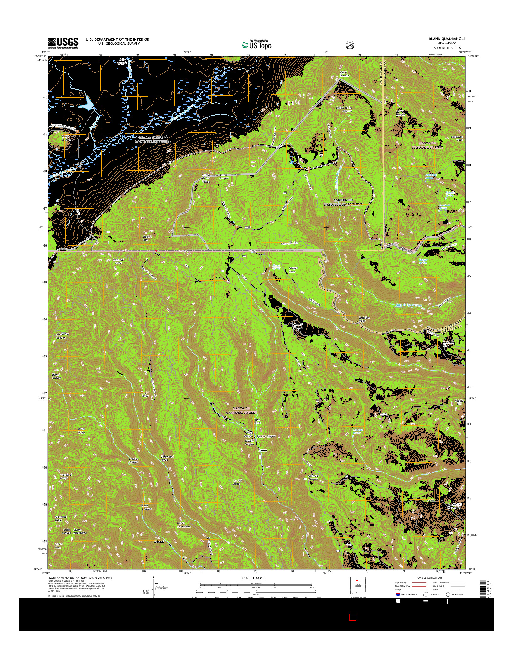 USGS US TOPO 7.5-MINUTE MAP FOR BLAND, NM 2017