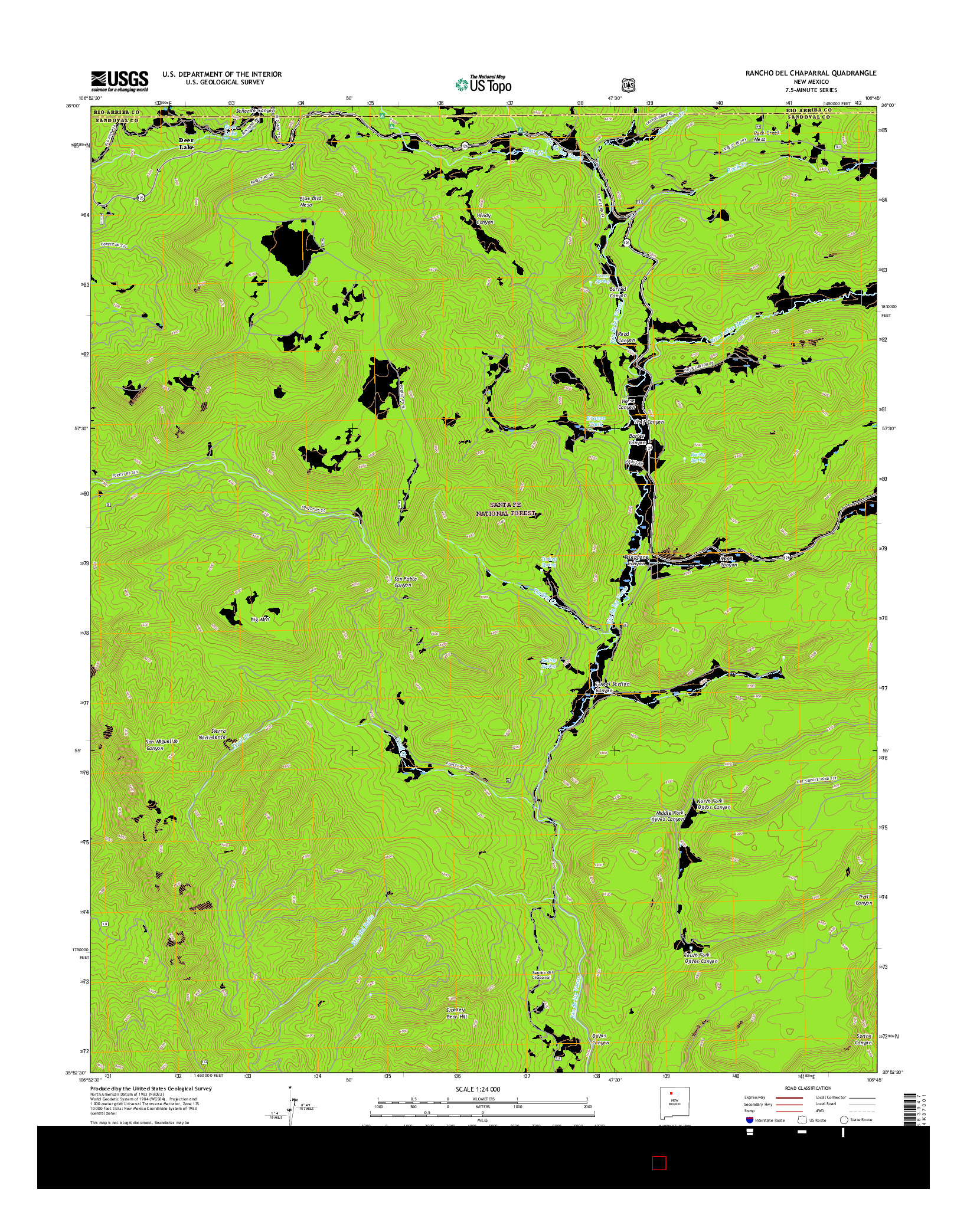 USGS US TOPO 7.5-MINUTE MAP FOR RANCHO DEL CHAPARRAL, NM 2017