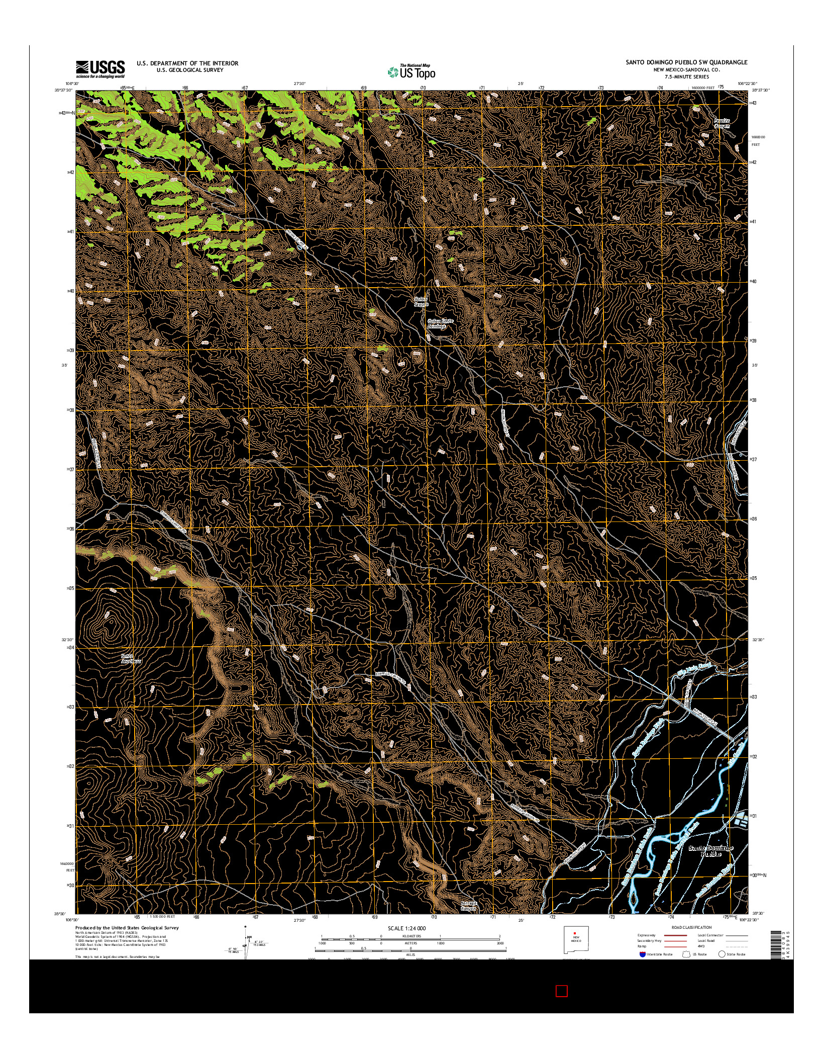 USGS US TOPO 7.5-MINUTE MAP FOR SANTO DOMINGO PUEBLO SW, NM 2017