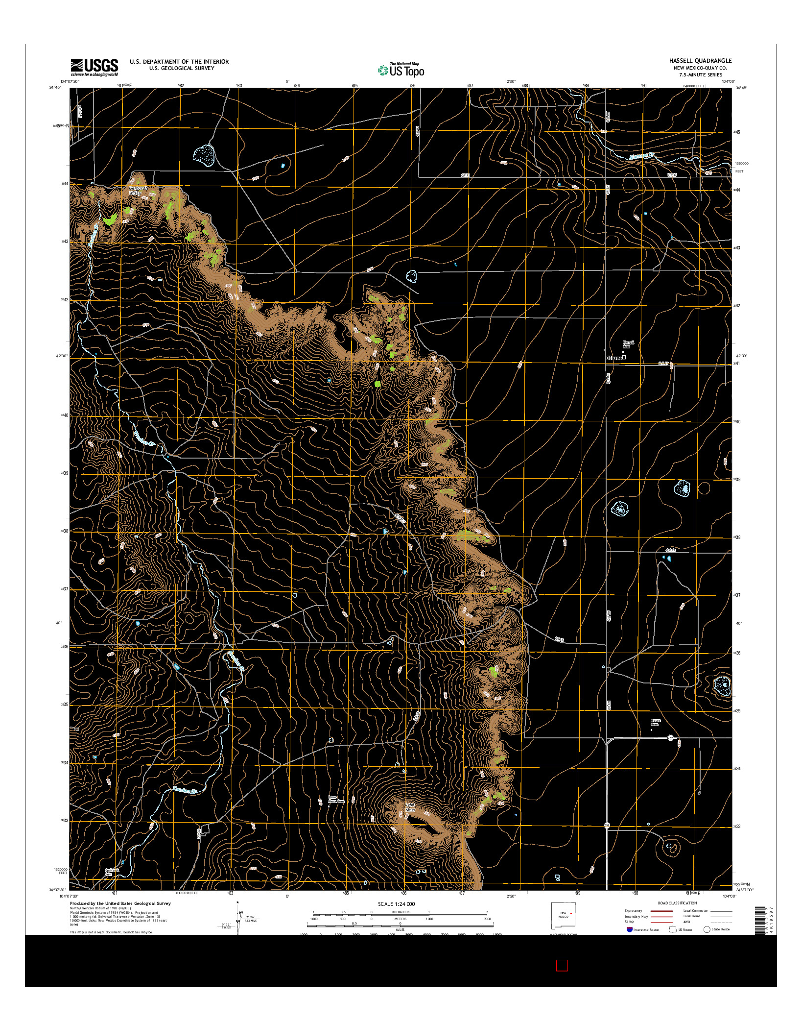 USGS US TOPO 7.5-MINUTE MAP FOR HASSELL, NM 2017