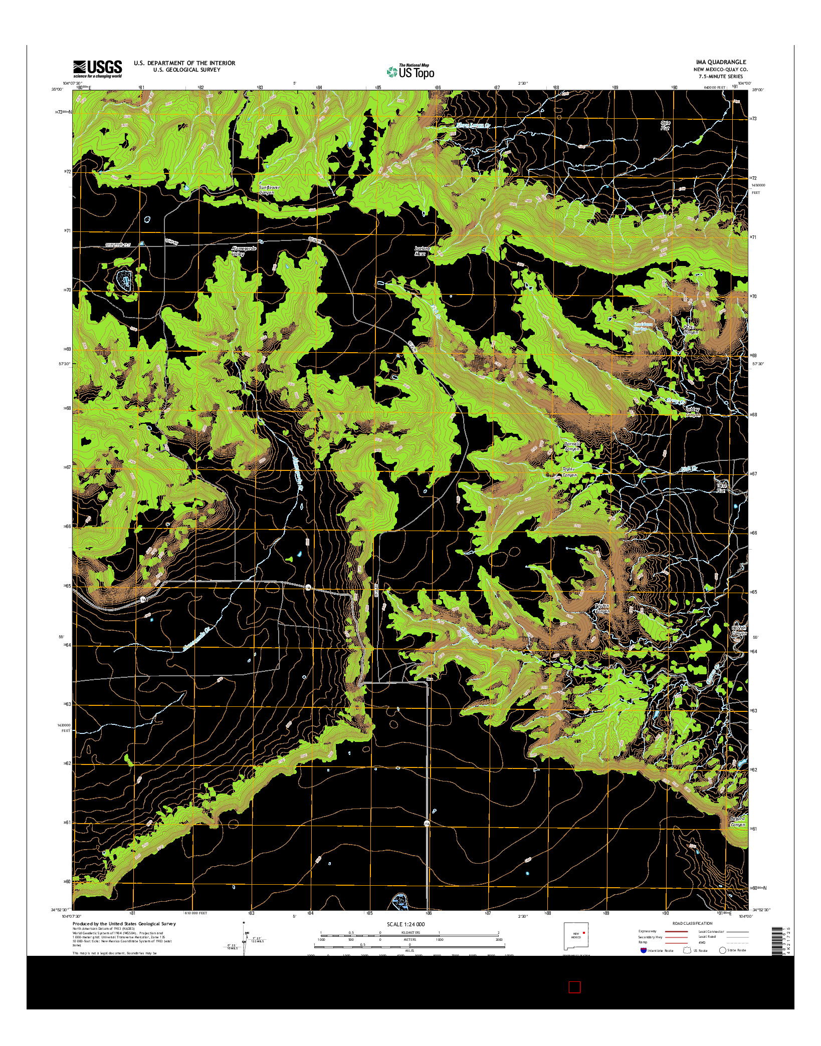 USGS US TOPO 7.5-MINUTE MAP FOR IMA, NM 2017