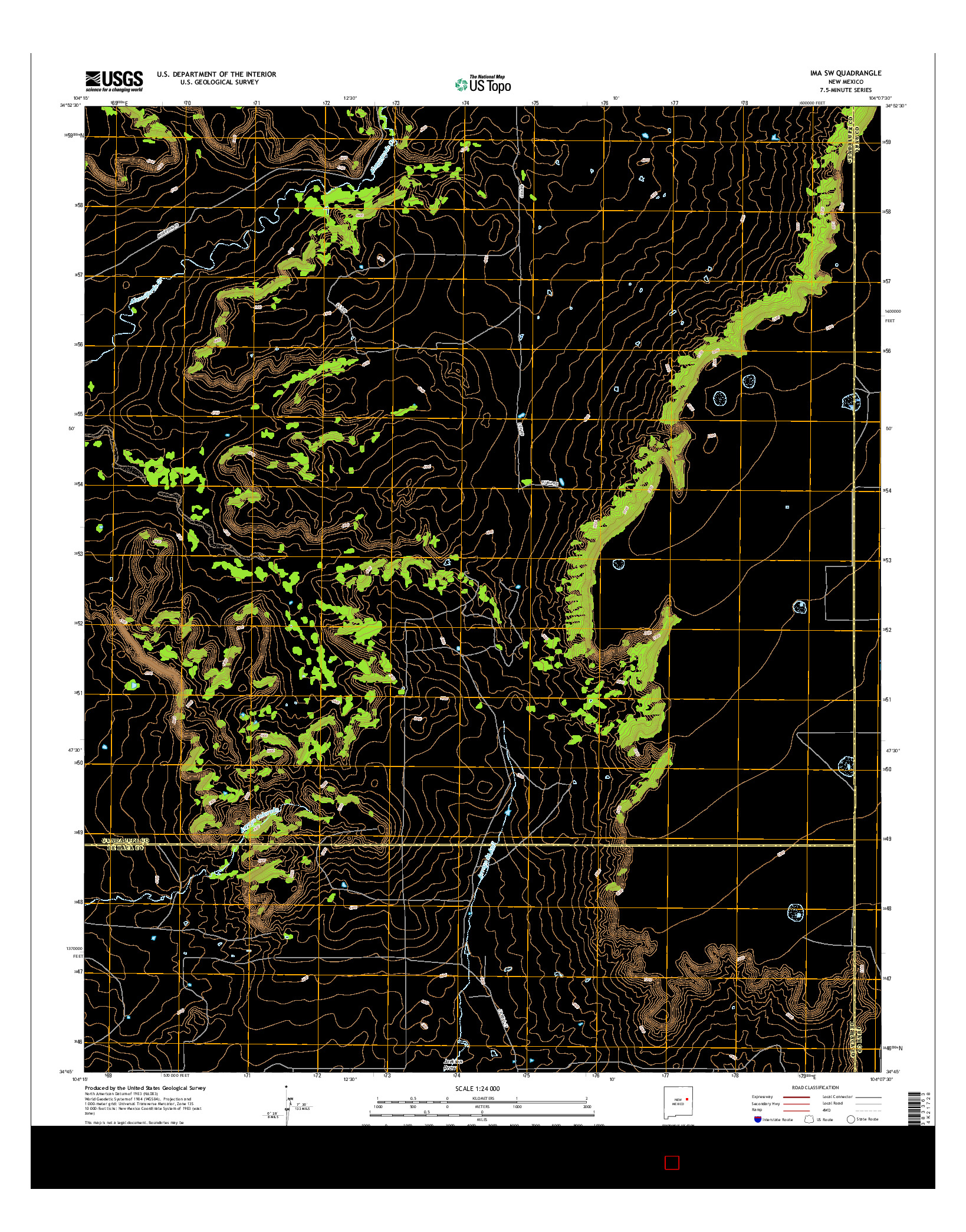 USGS US TOPO 7.5-MINUTE MAP FOR IMA SW, NM 2017