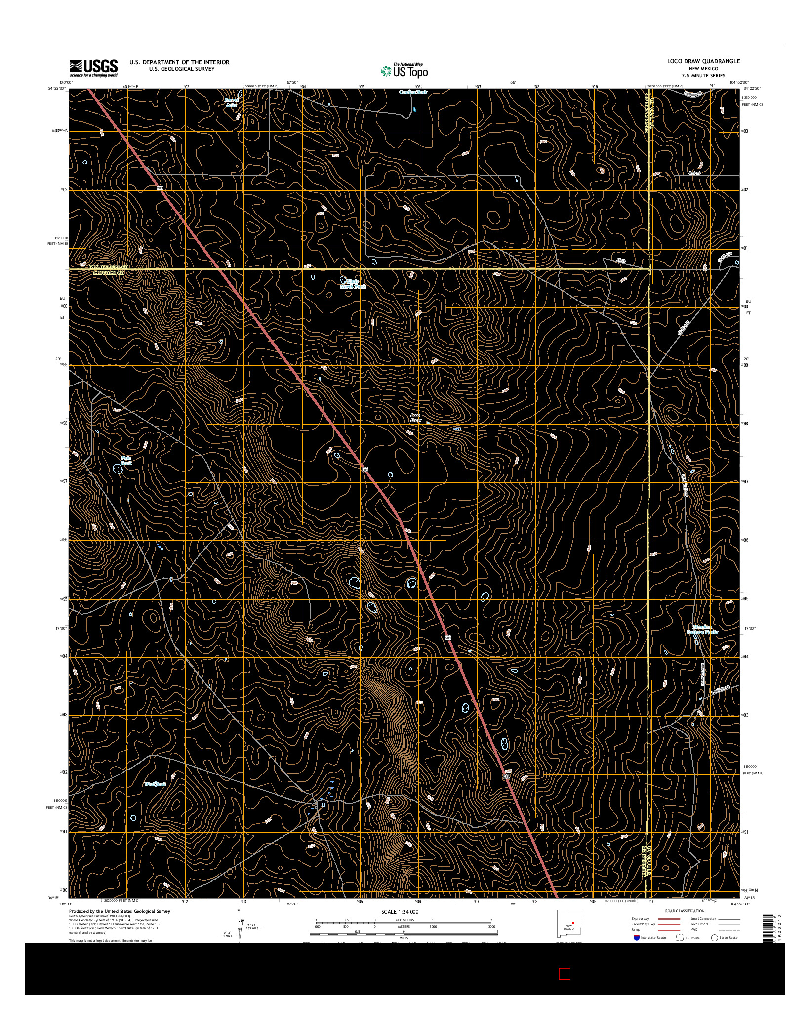 USGS US TOPO 7.5-MINUTE MAP FOR LOCO DRAW, NM 2017