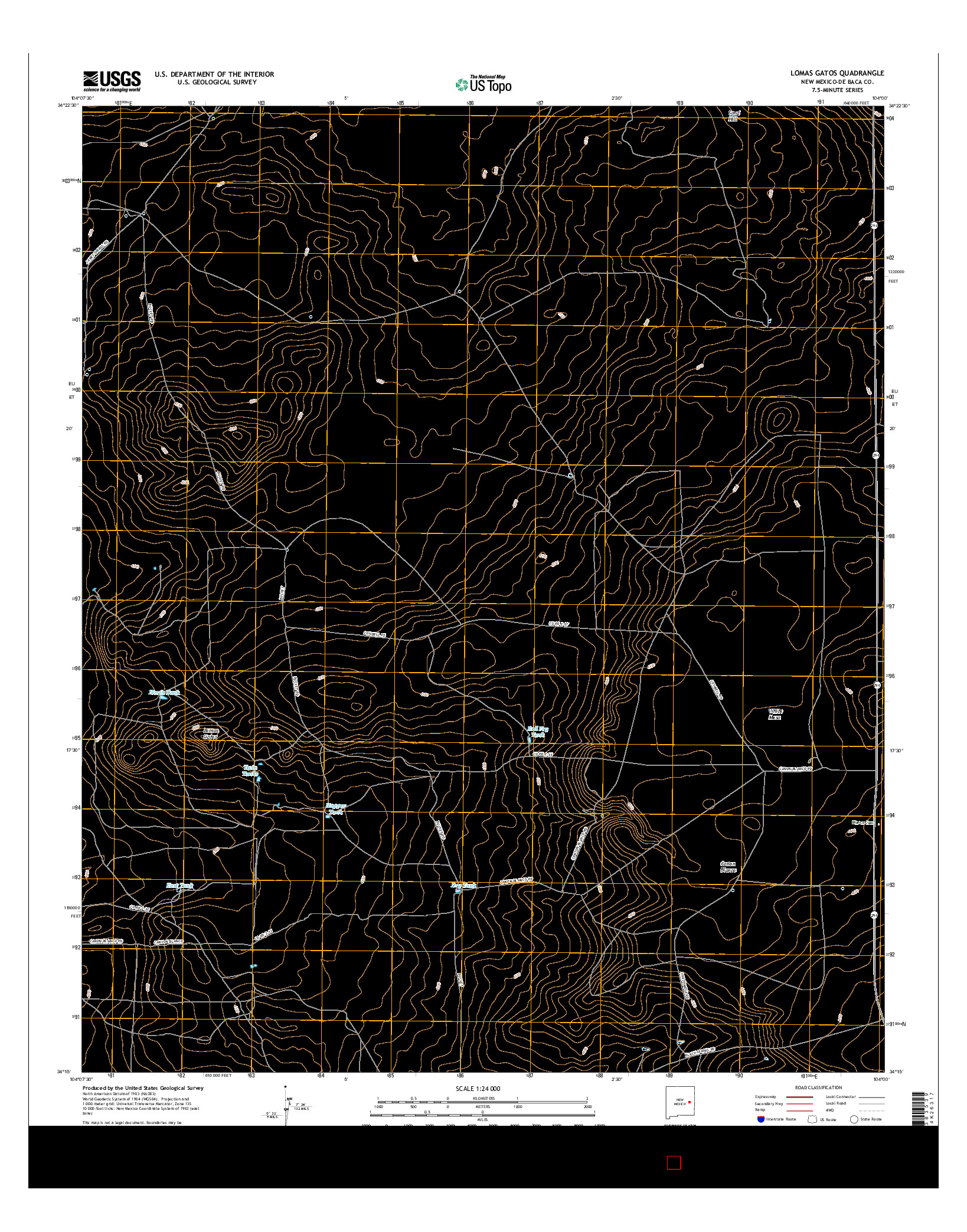 USGS US TOPO 7.5-MINUTE MAP FOR LOMAS GATOS, NM 2017