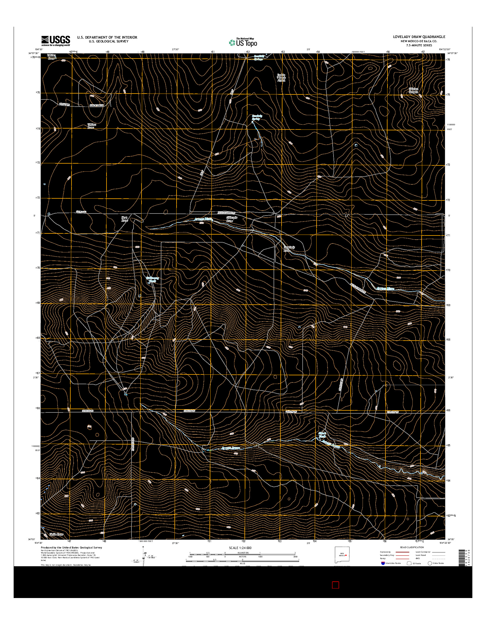 USGS US TOPO 7.5-MINUTE MAP FOR LOVELADY DRAW, NM 2017