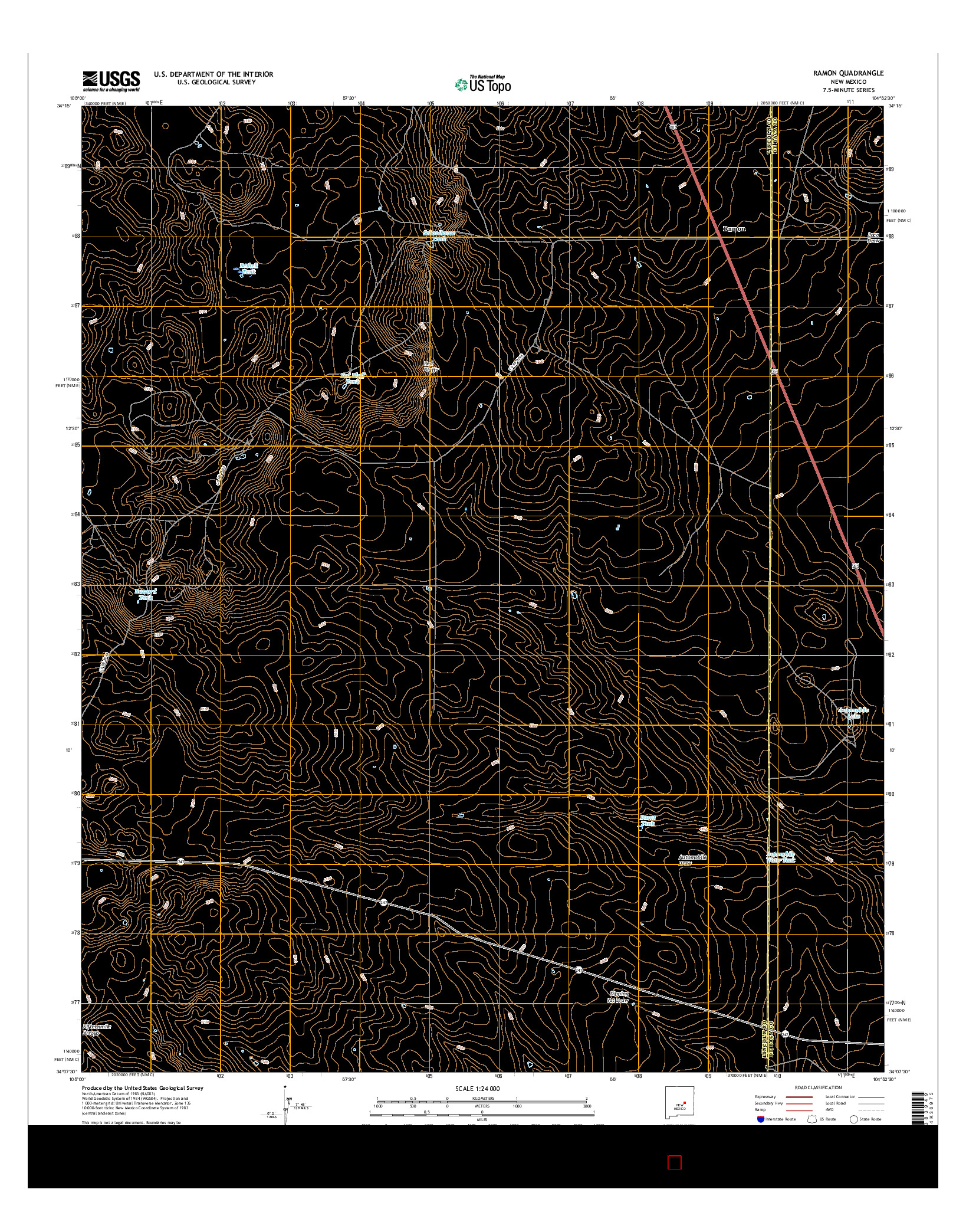 USGS US TOPO 7.5-MINUTE MAP FOR RAMON, NM 2017