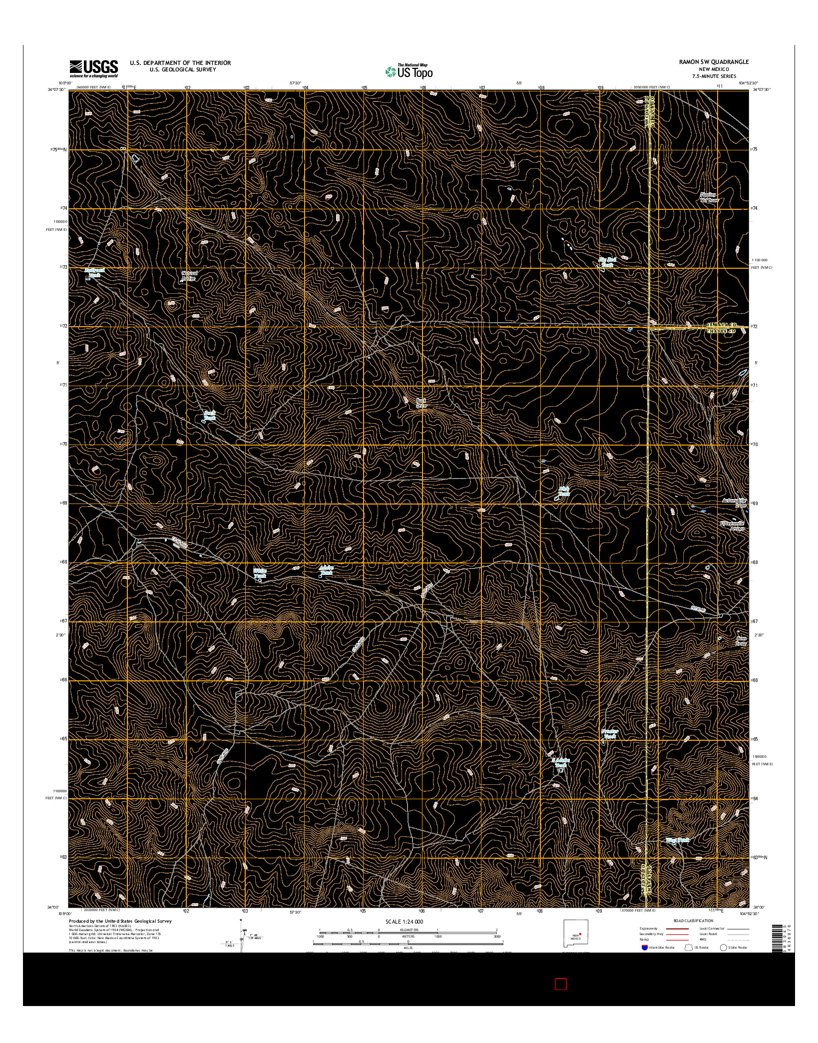 USGS US TOPO 7.5-MINUTE MAP FOR RAMON SW, NM 2017