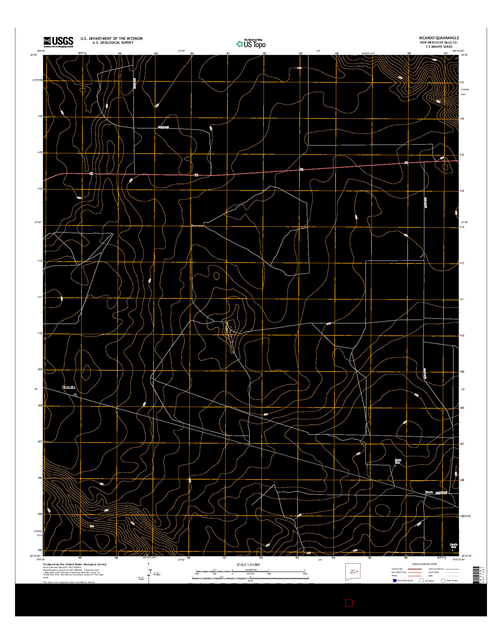 USGS US TOPO 7.5-MINUTE MAP FOR RICARDO, NM 2017