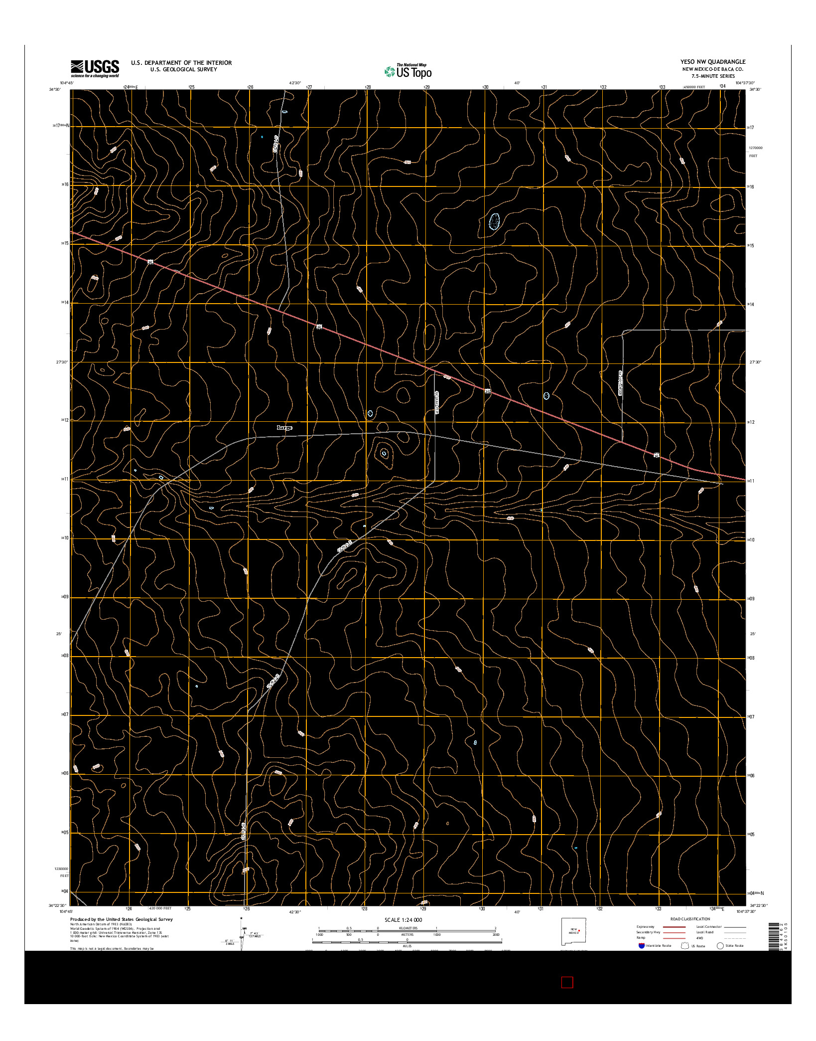 USGS US TOPO 7.5-MINUTE MAP FOR YESO NW, NM 2017