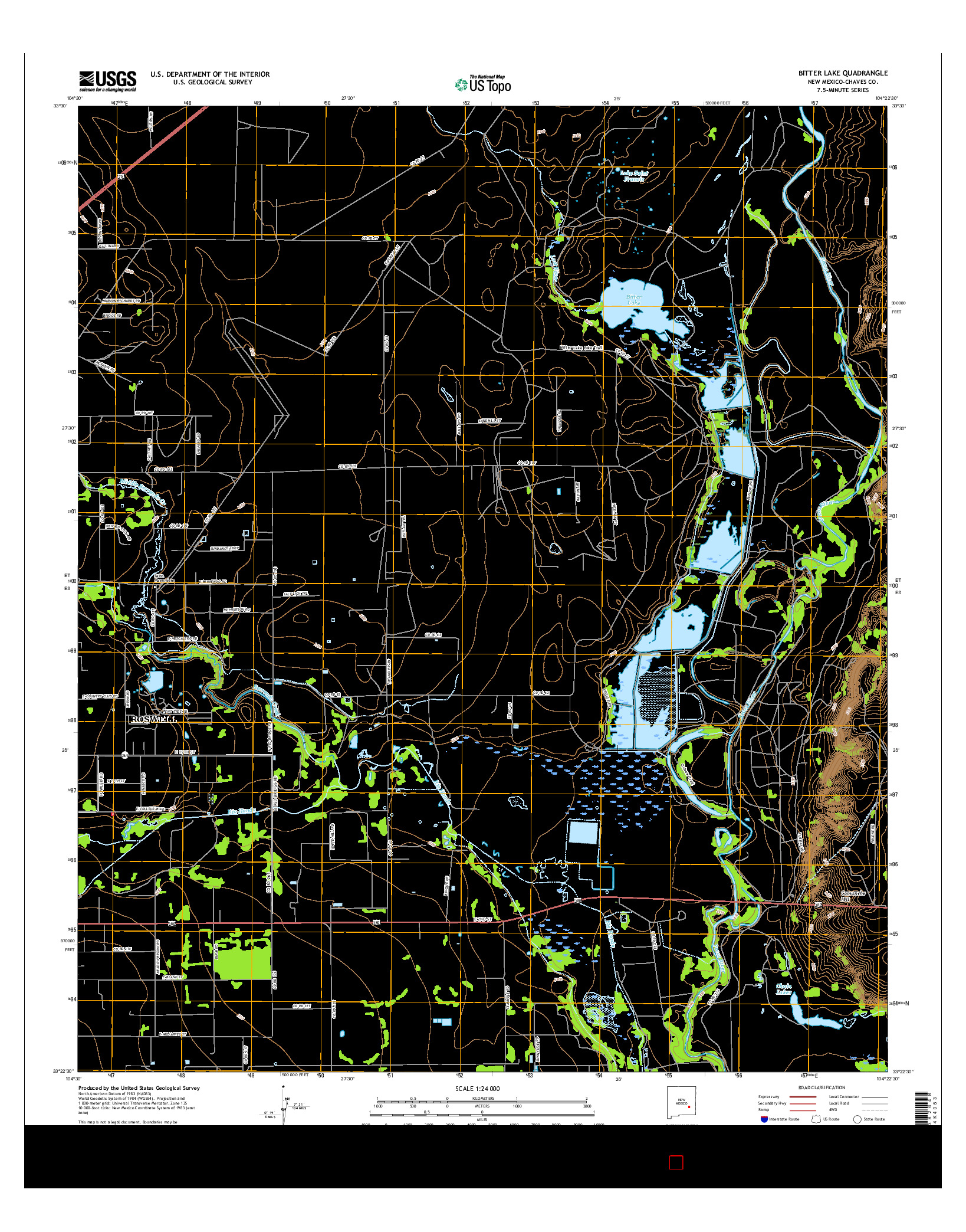 USGS US TOPO 7.5-MINUTE MAP FOR BITTER LAKE, NM 2017