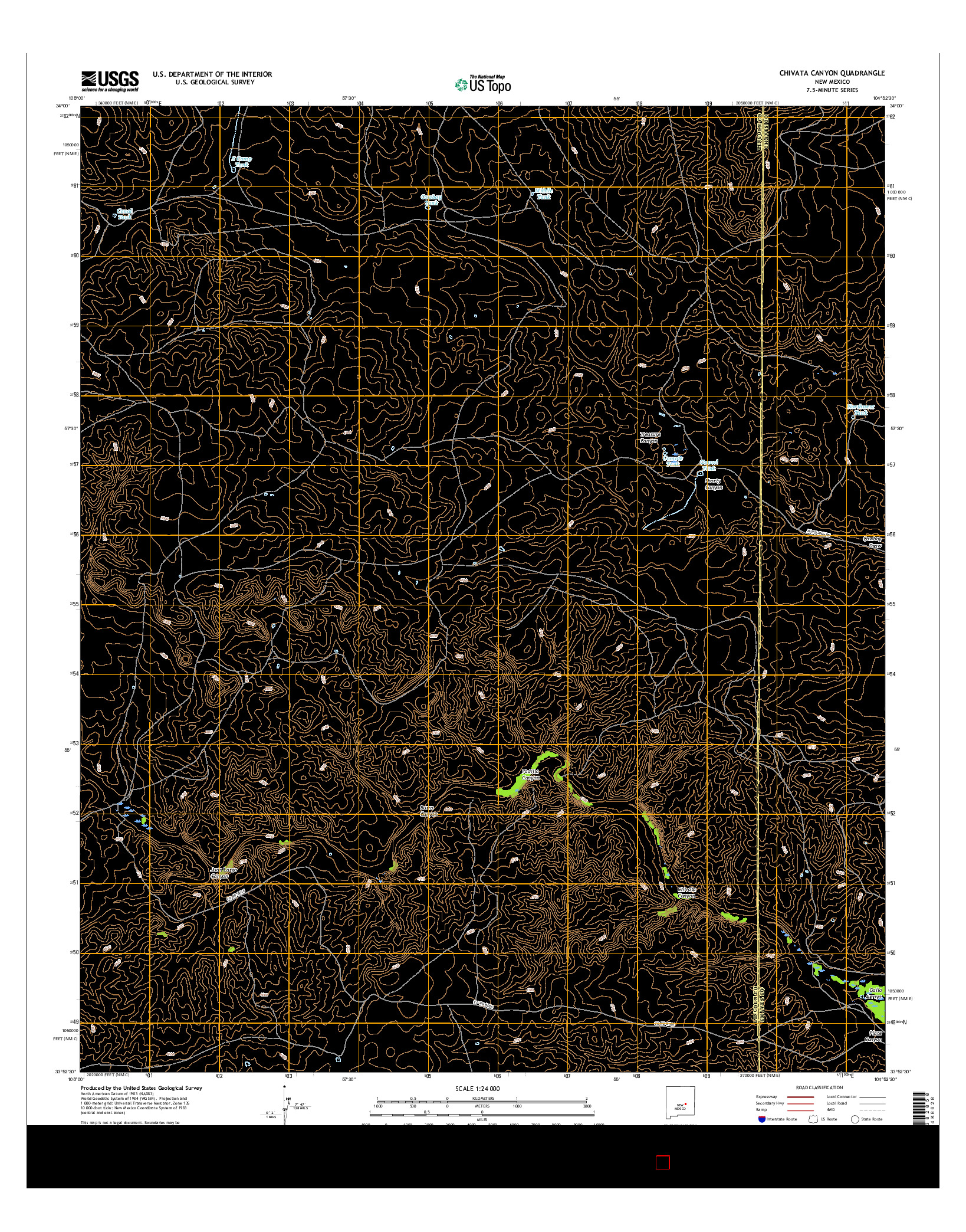 USGS US TOPO 7.5-MINUTE MAP FOR CHIVATA CANYON, NM 2017