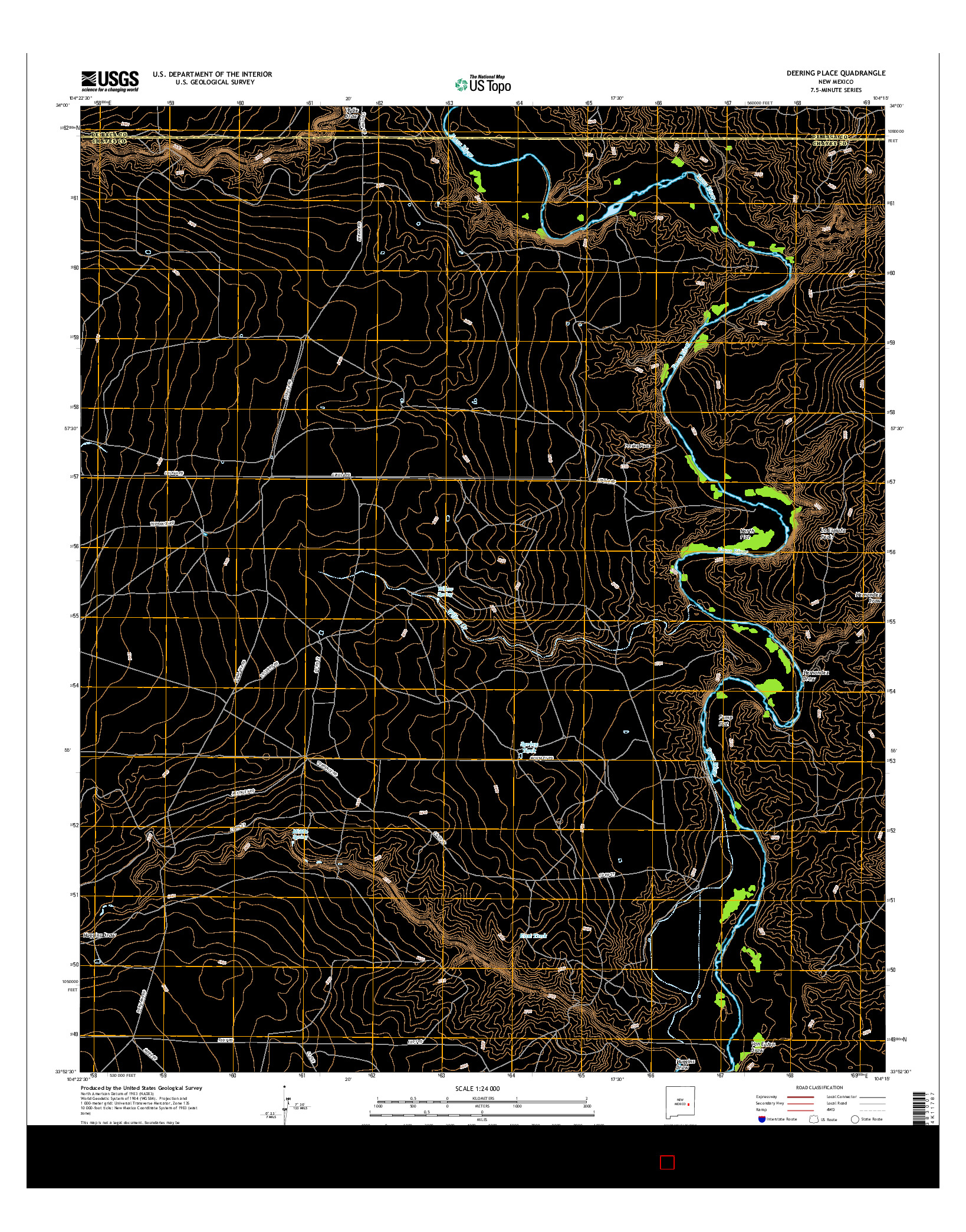 USGS US TOPO 7.5-MINUTE MAP FOR DEERING PLACE, NM 2017