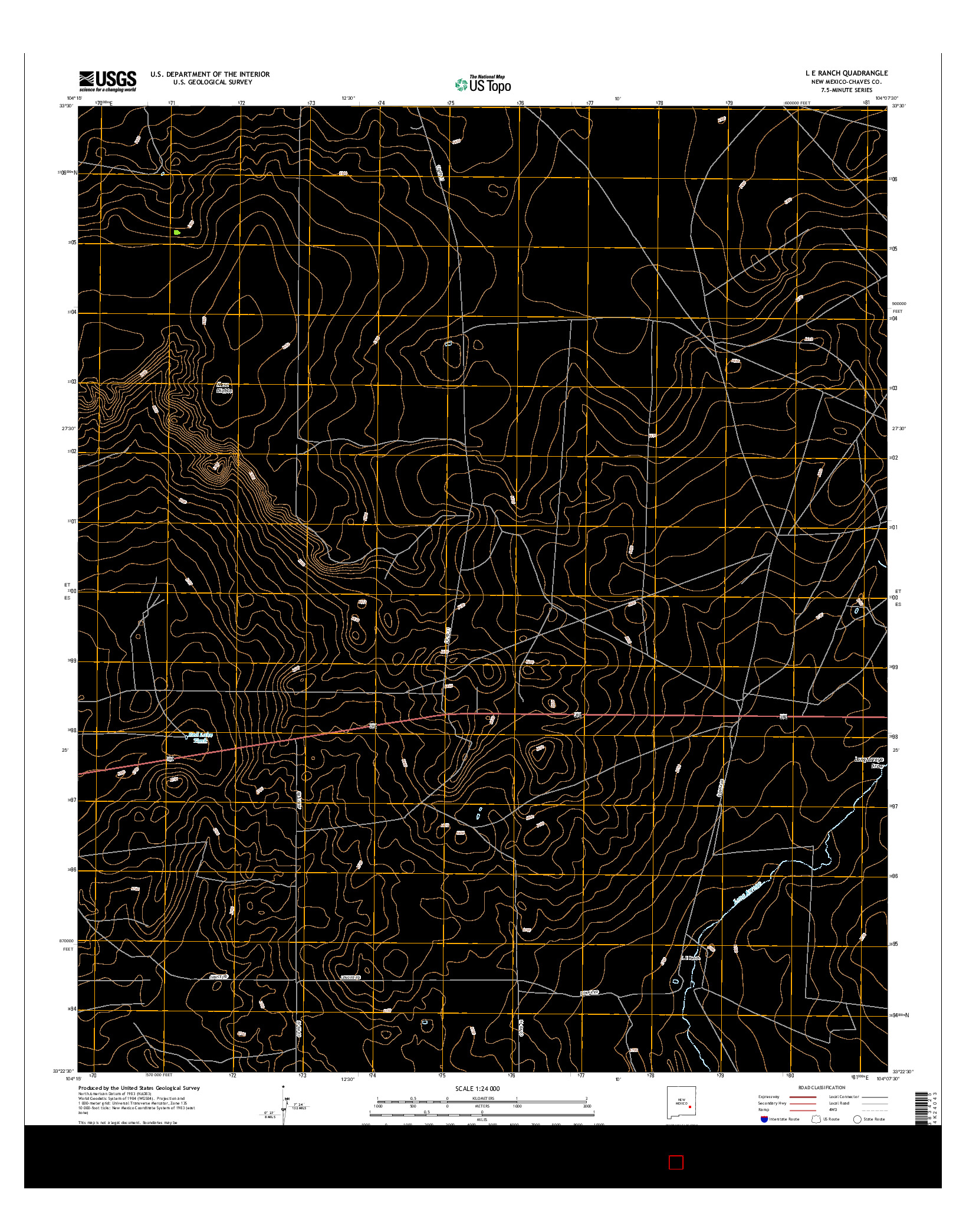 USGS US TOPO 7.5-MINUTE MAP FOR L E RANCH, NM 2017