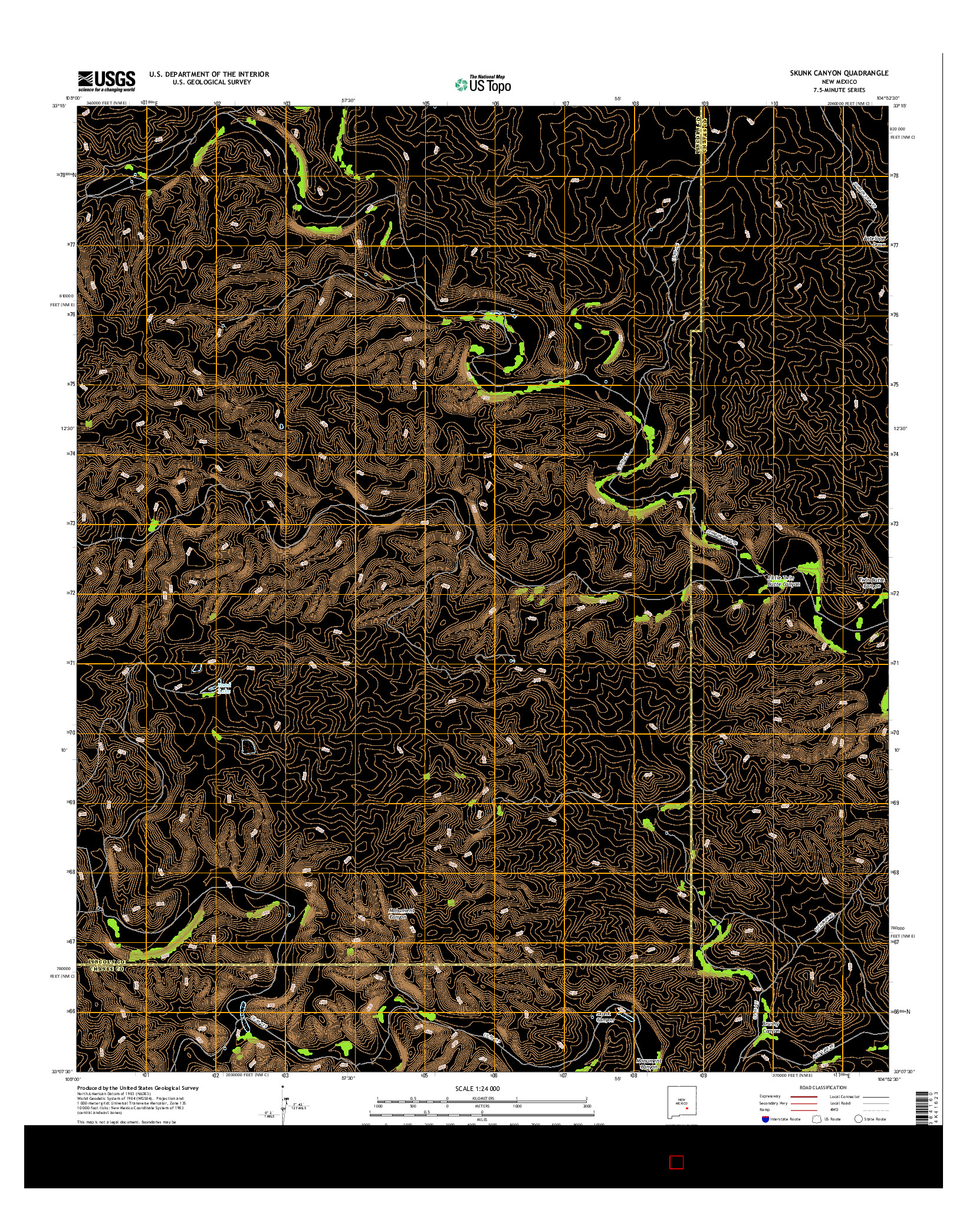 USGS US TOPO 7.5-MINUTE MAP FOR SKUNK CANYON, NM 2017