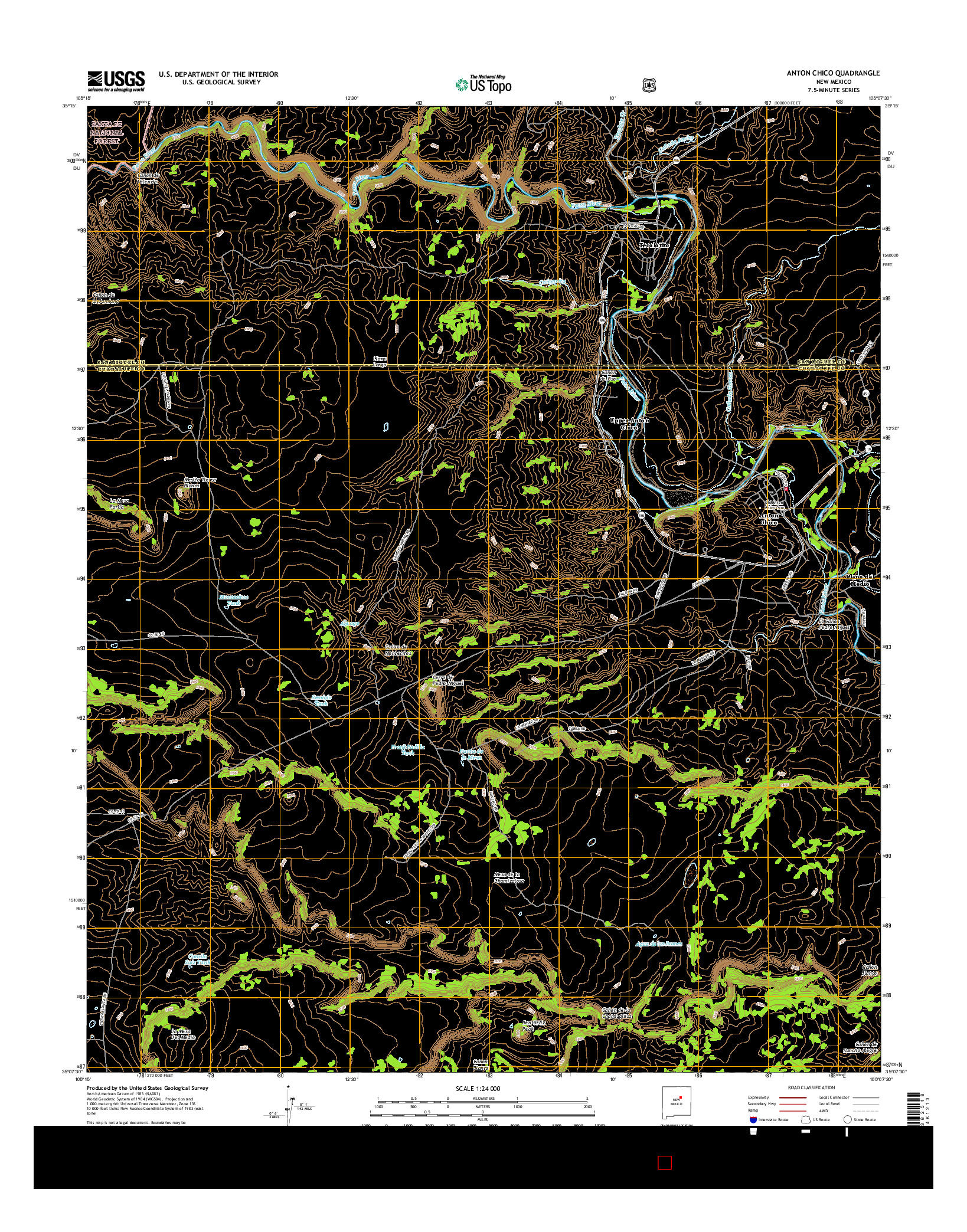 USGS US TOPO 7.5-MINUTE MAP FOR ANTON CHICO, NM 2017
