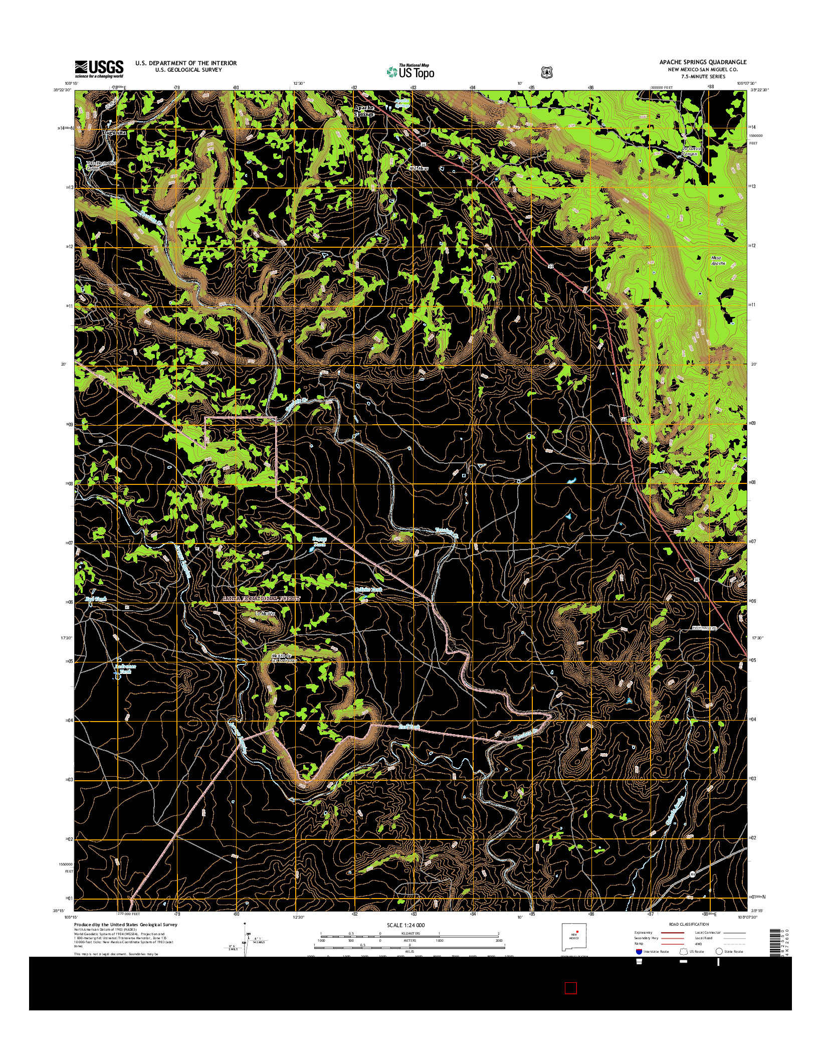 USGS US TOPO 7.5-MINUTE MAP FOR APACHE SPRINGS, NM 2017