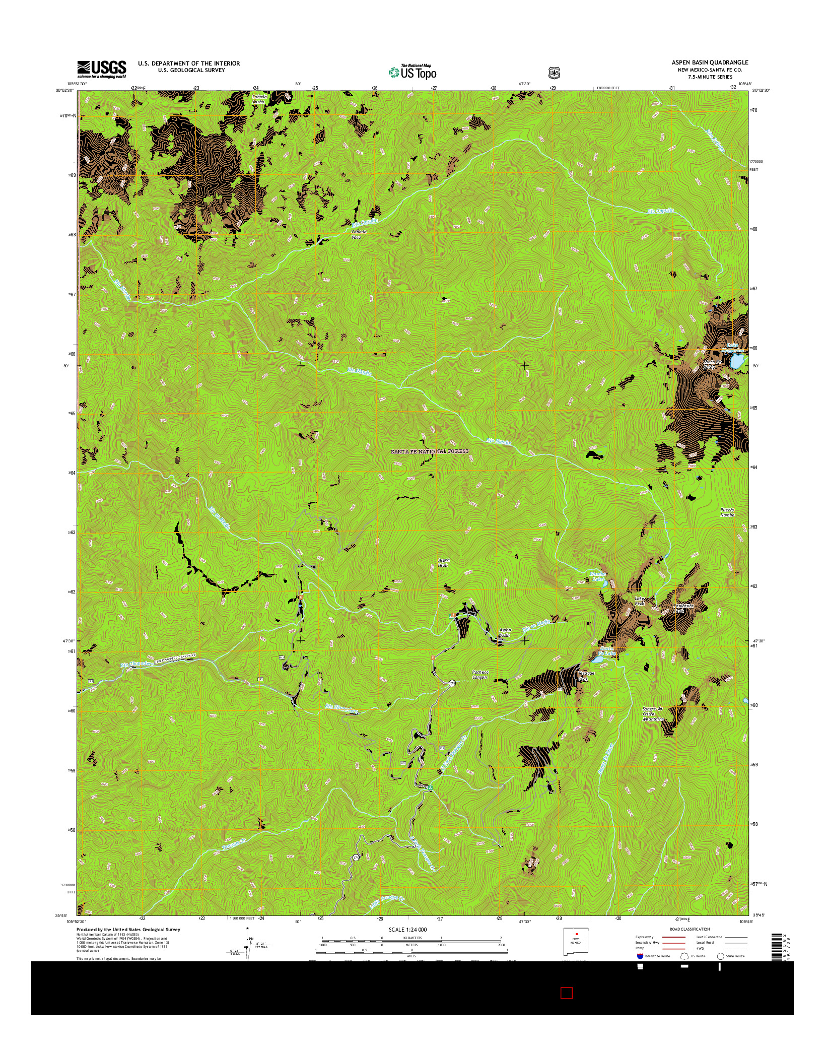 USGS US TOPO 7.5-MINUTE MAP FOR ASPEN BASIN, NM 2017