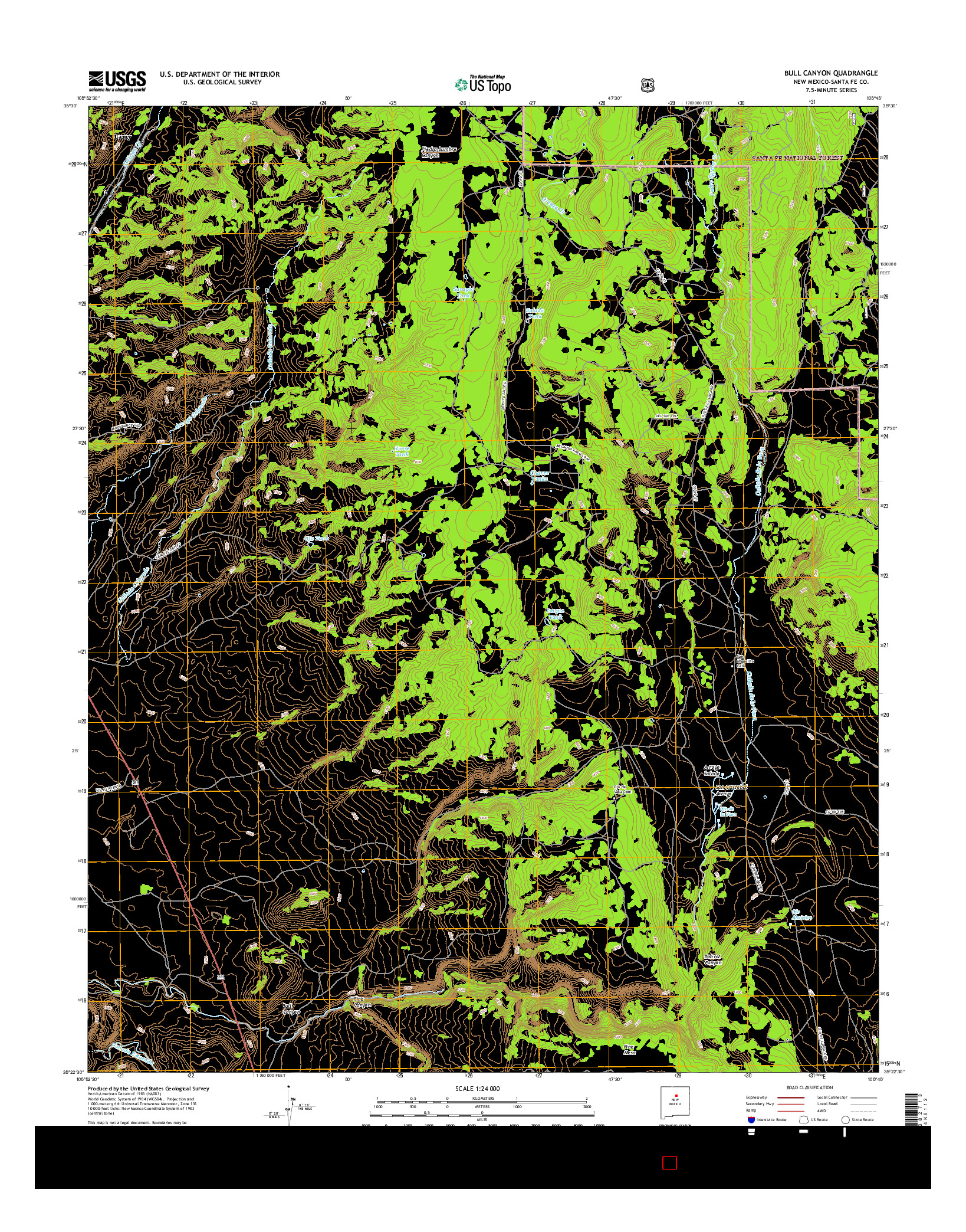 USGS US TOPO 7.5-MINUTE MAP FOR BULL CANYON, NM 2017