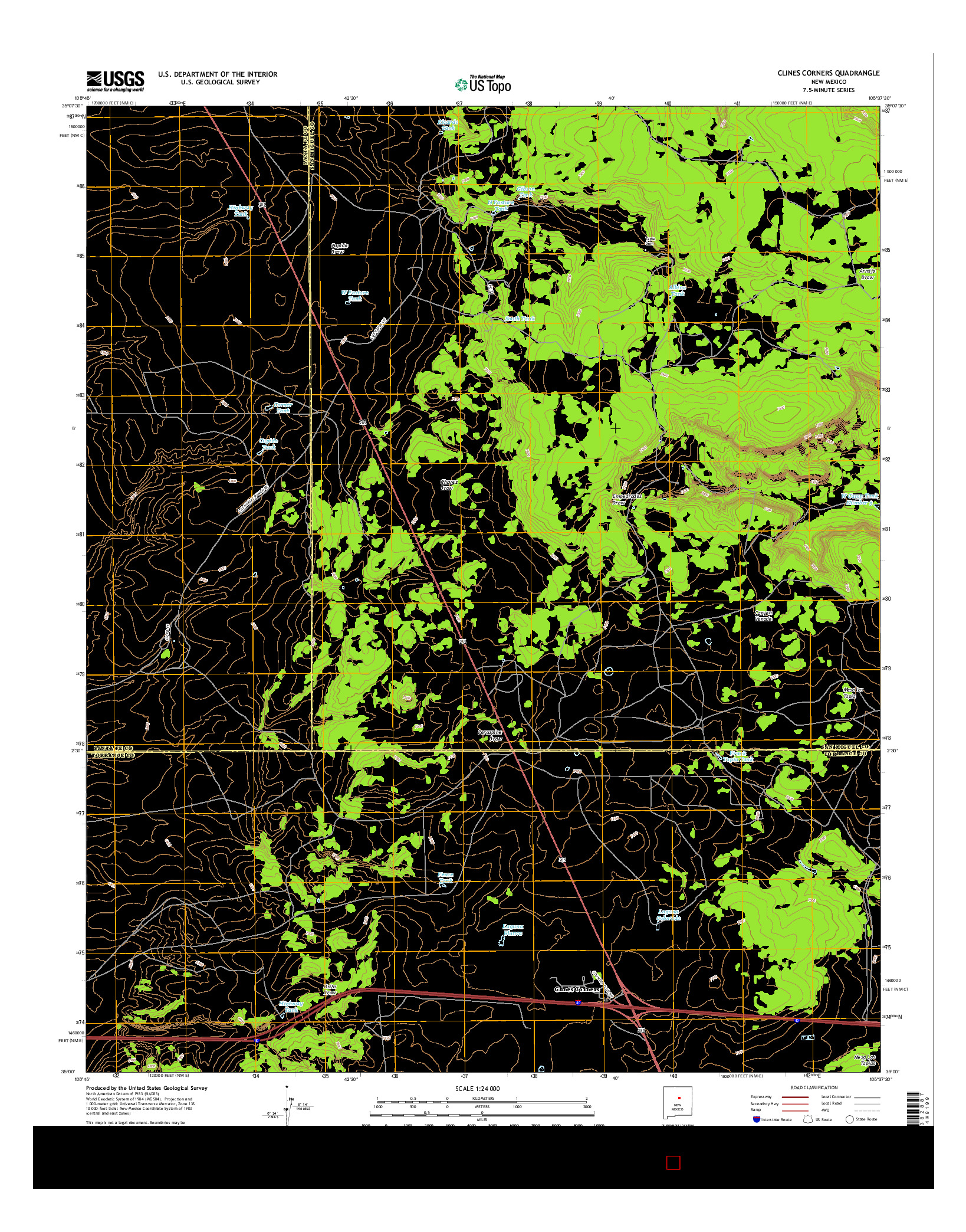 USGS US TOPO 7.5-MINUTE MAP FOR CLINES CORNERS, NM 2017