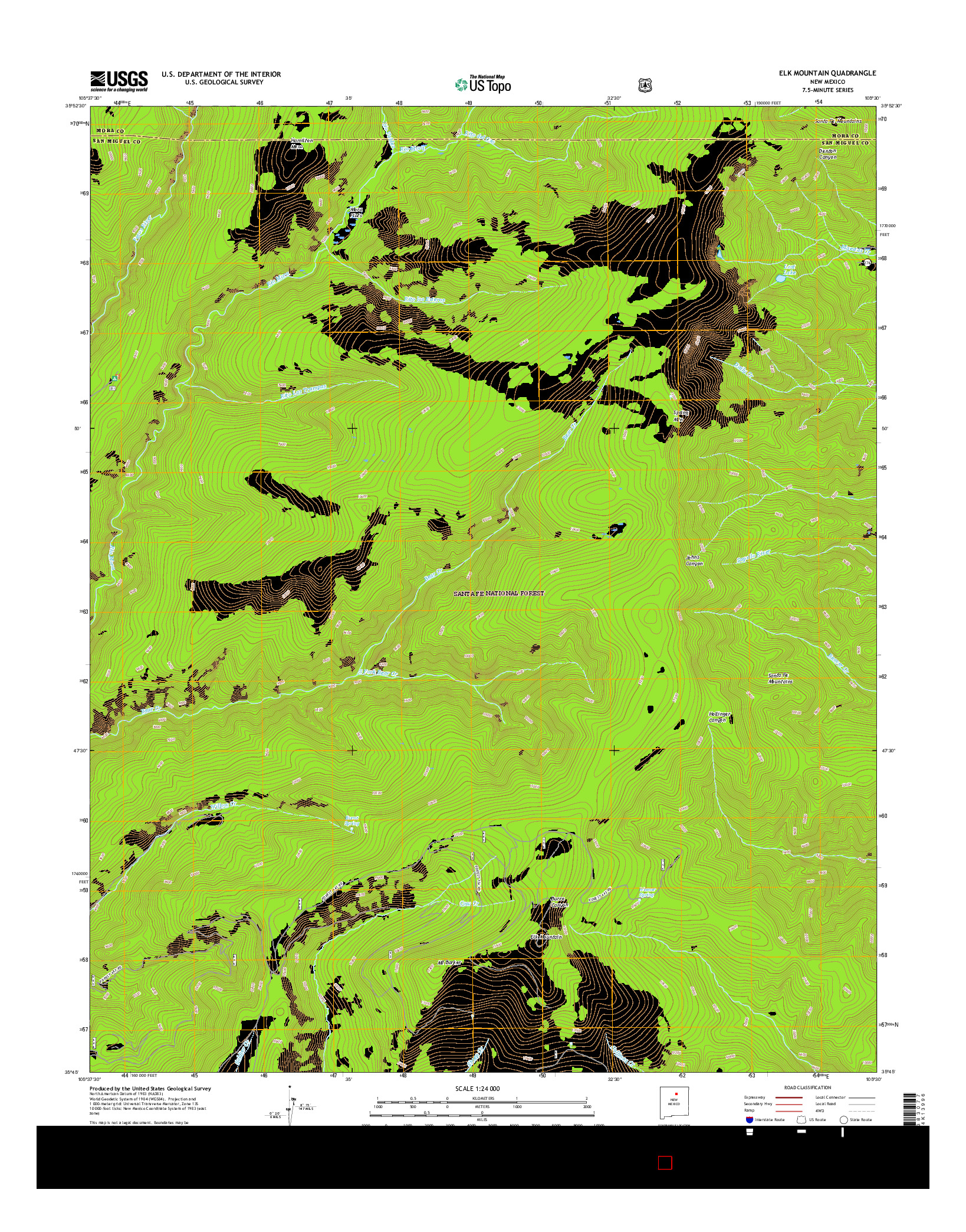 USGS US TOPO 7.5-MINUTE MAP FOR ELK MOUNTAIN, NM 2017