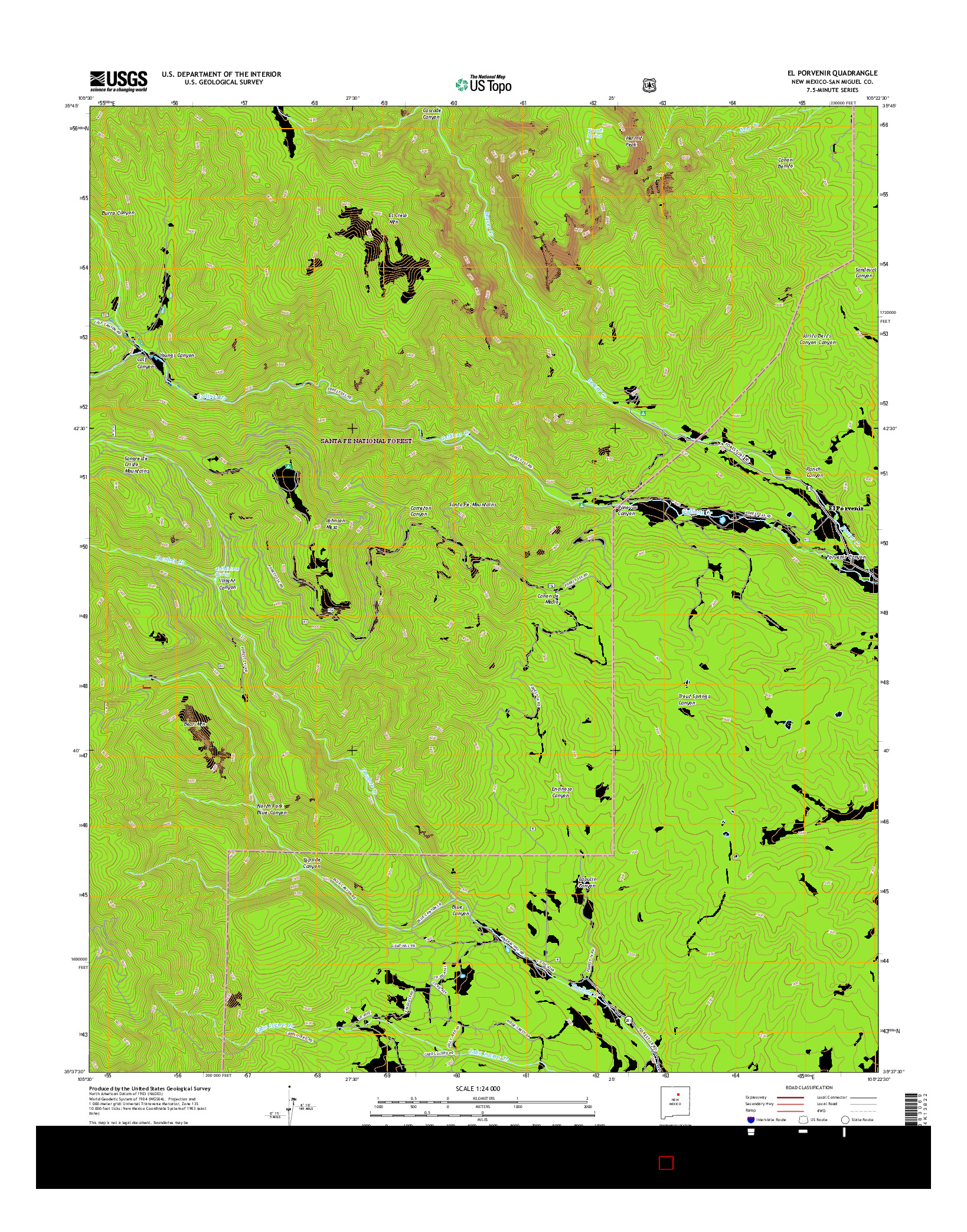 USGS US TOPO 7.5-MINUTE MAP FOR EL PORVENIR, NM 2017