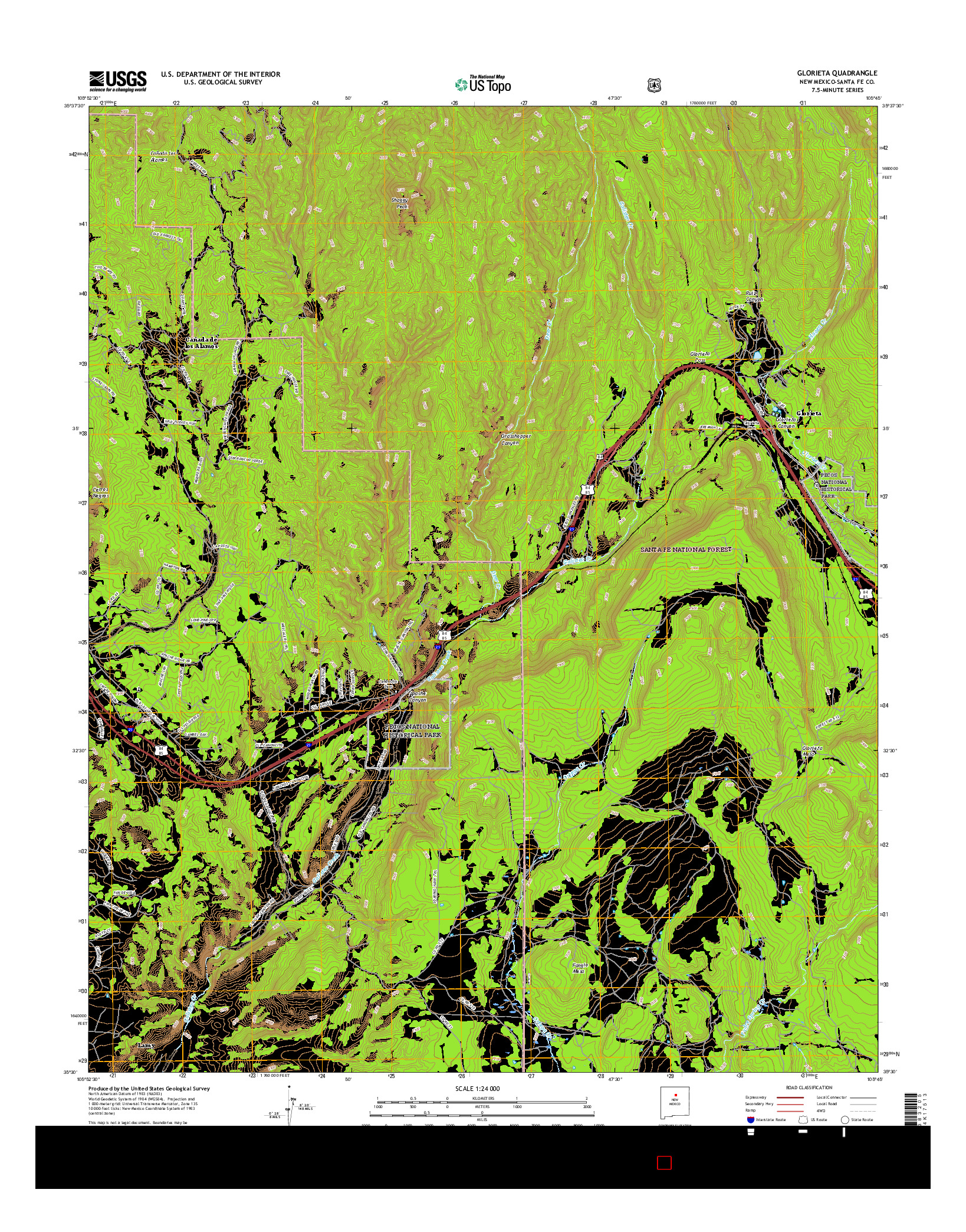 USGS US TOPO 7.5-MINUTE MAP FOR GLORIETA, NM 2017