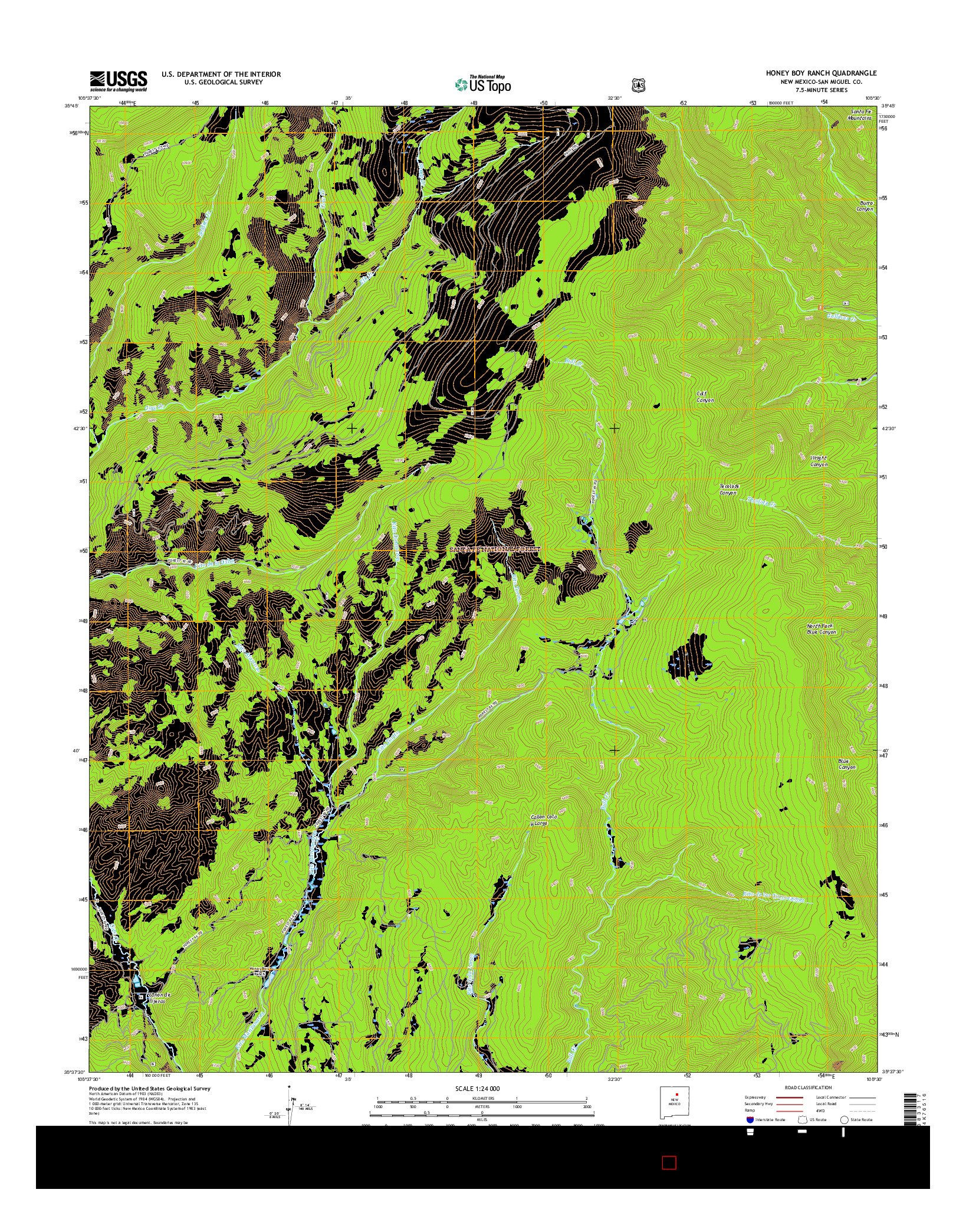 USGS US TOPO 7.5-MINUTE MAP FOR HONEY BOY RANCH, NM 2017