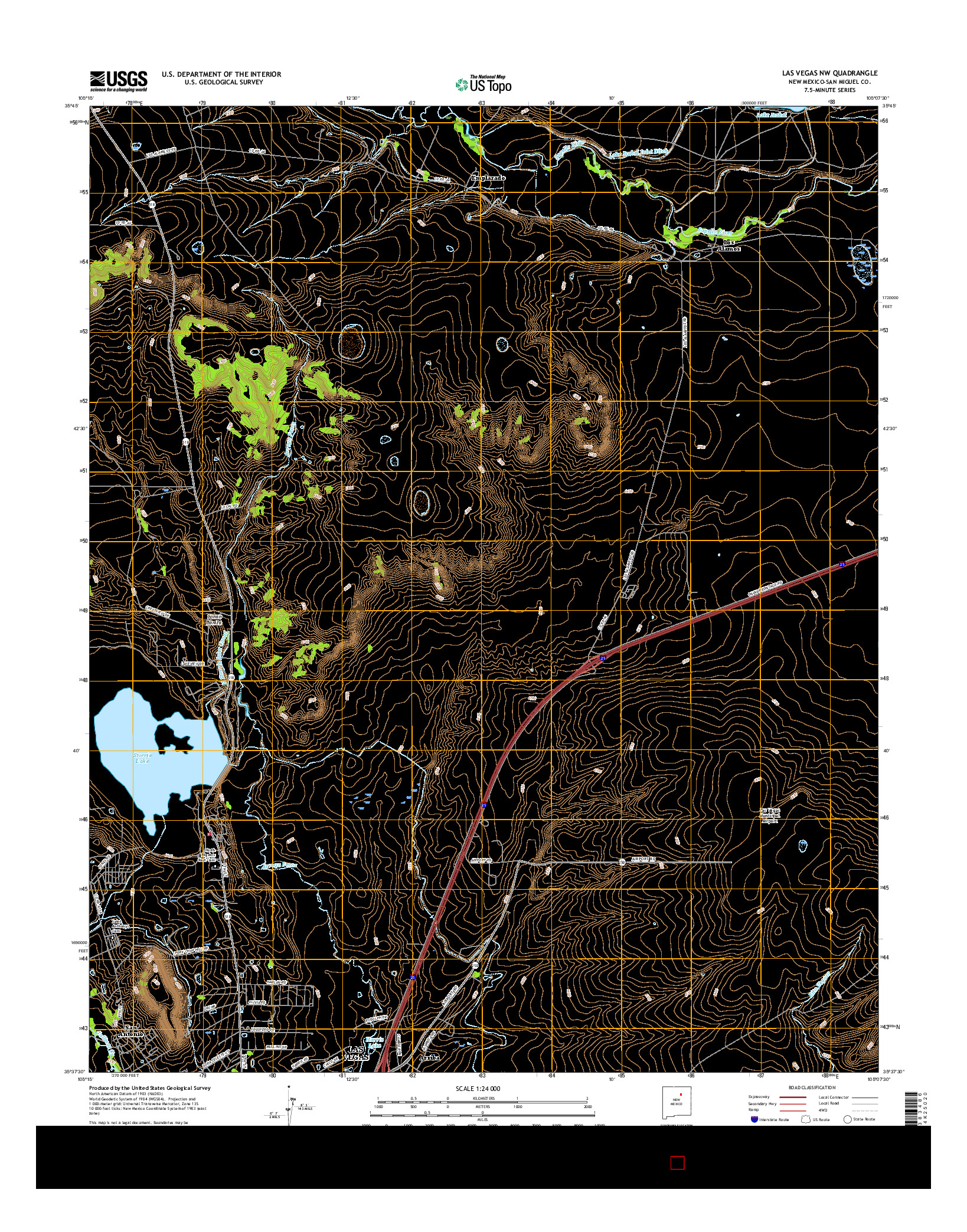 USGS US TOPO 7.5-MINUTE MAP FOR LAS VEGAS NW, NM 2017