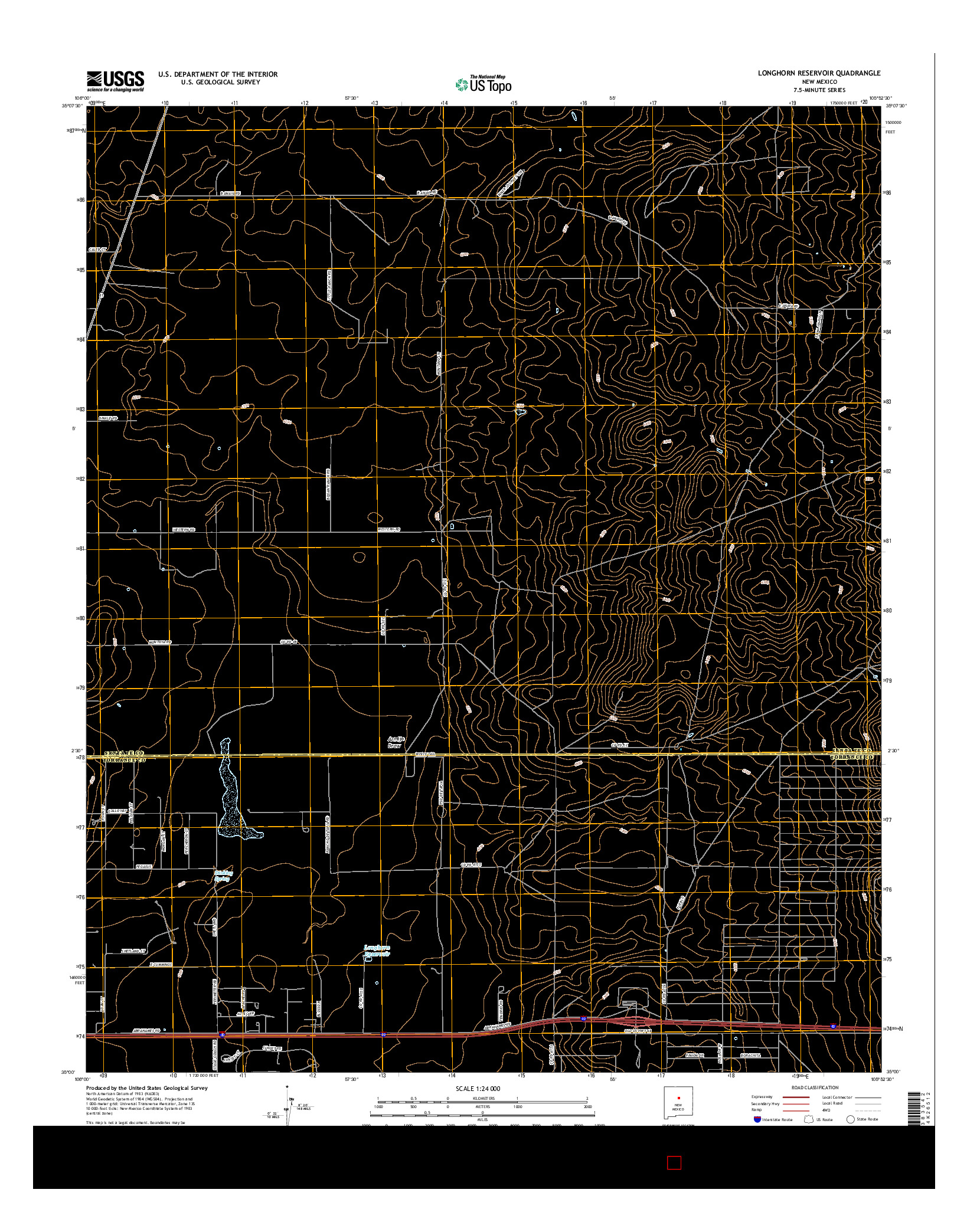 USGS US TOPO 7.5-MINUTE MAP FOR LONGHORN RESERVOIR, NM 2017