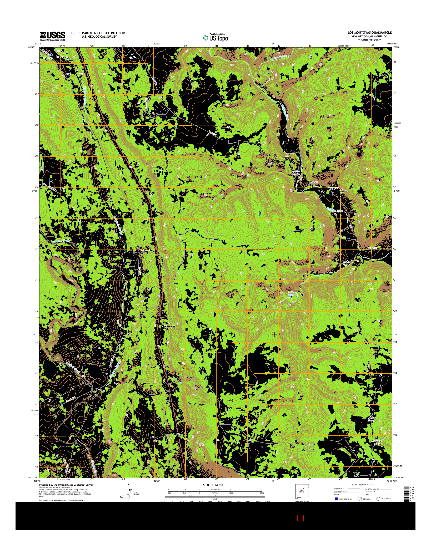 USGS US TOPO 7.5-MINUTE MAP FOR LOS MONTOYAS, NM 2017