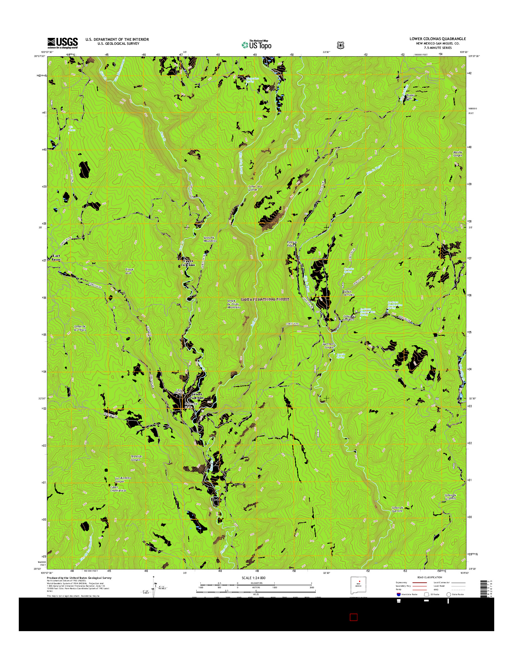 USGS US TOPO 7.5-MINUTE MAP FOR LOWER COLONIAS, NM 2017