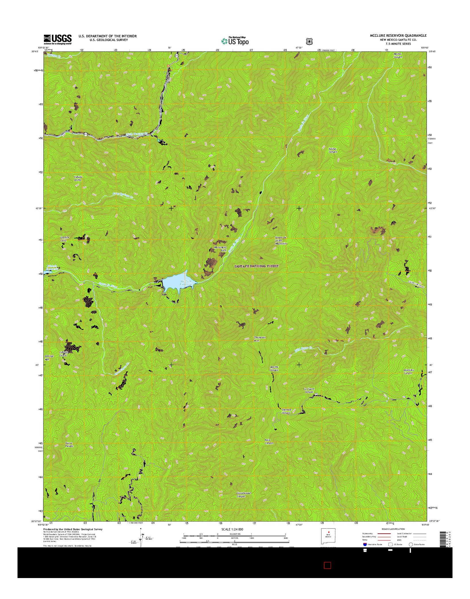 USGS US TOPO 7.5-MINUTE MAP FOR MCCLURE RESERVOIR, NM 2017