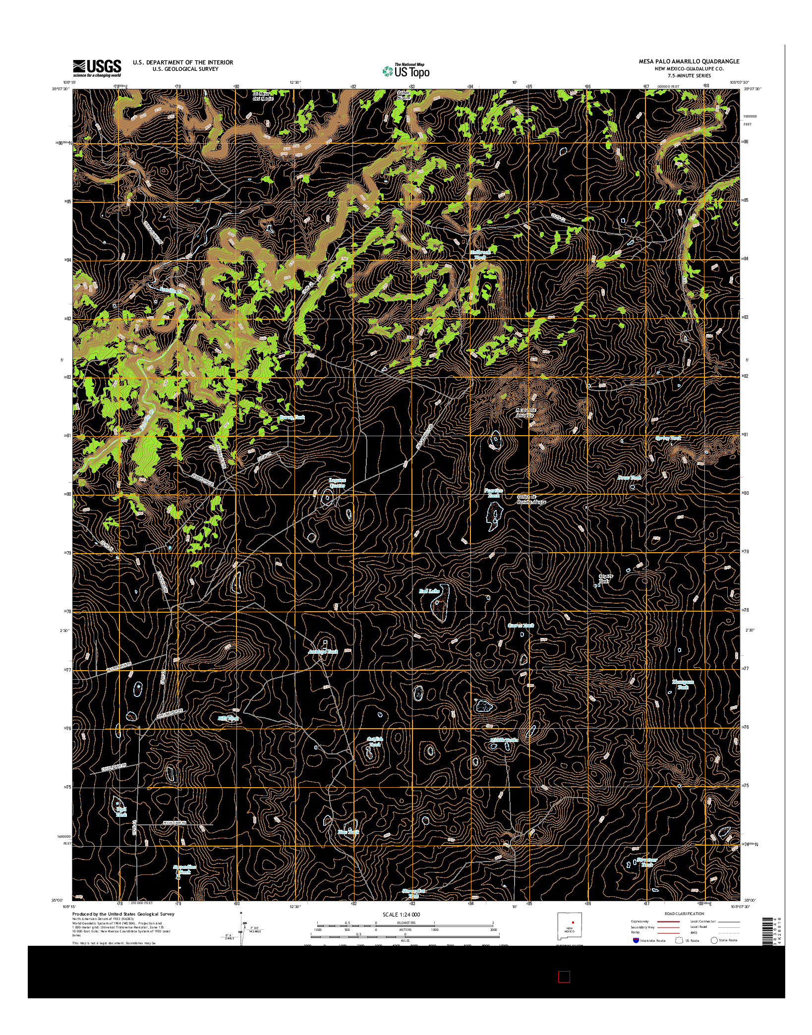 USGS US TOPO 7.5-MINUTE MAP FOR MESA PALO AMARILLO, NM 2017