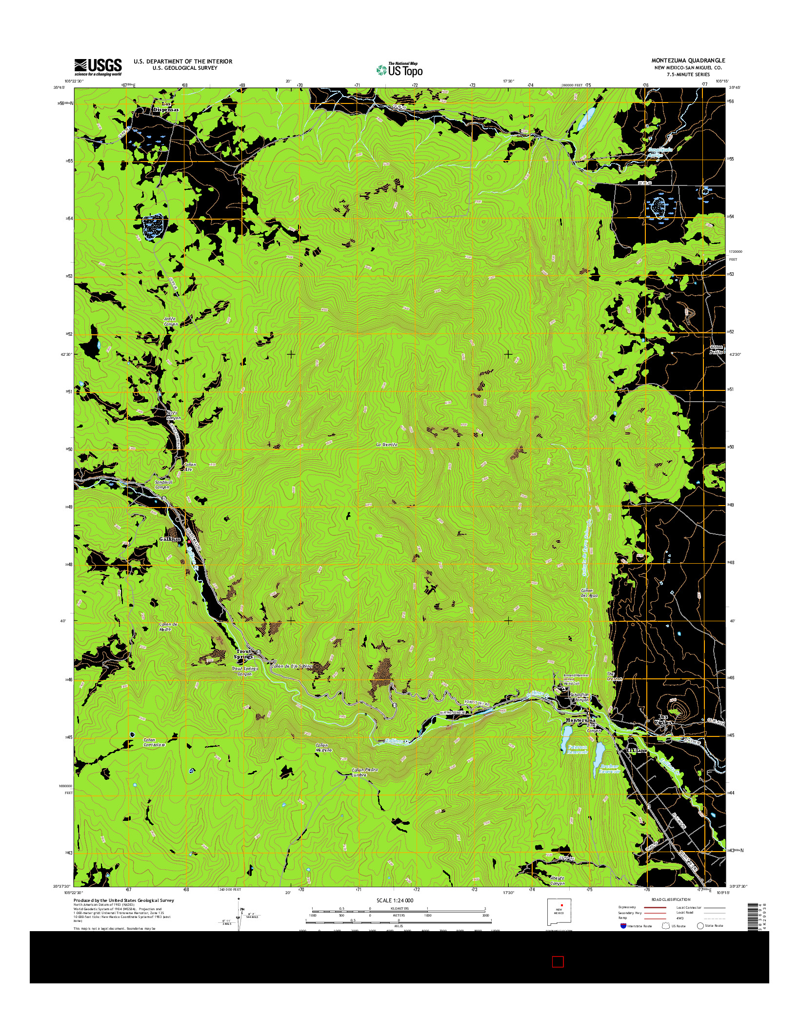 USGS US TOPO 7.5-MINUTE MAP FOR MONTEZUMA, NM 2017