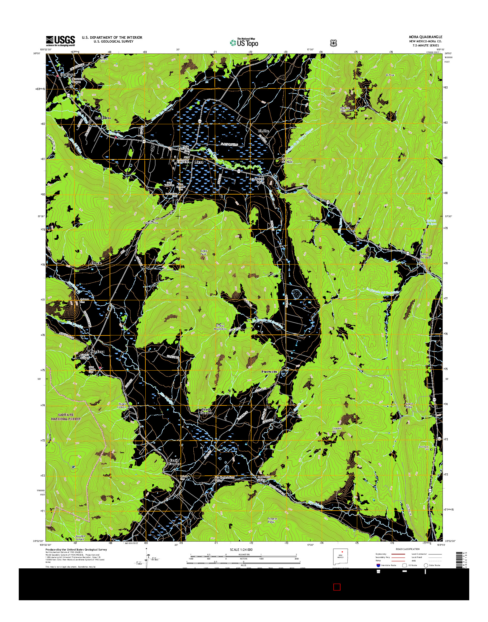 USGS US TOPO 7.5-MINUTE MAP FOR MORA, NM 2017