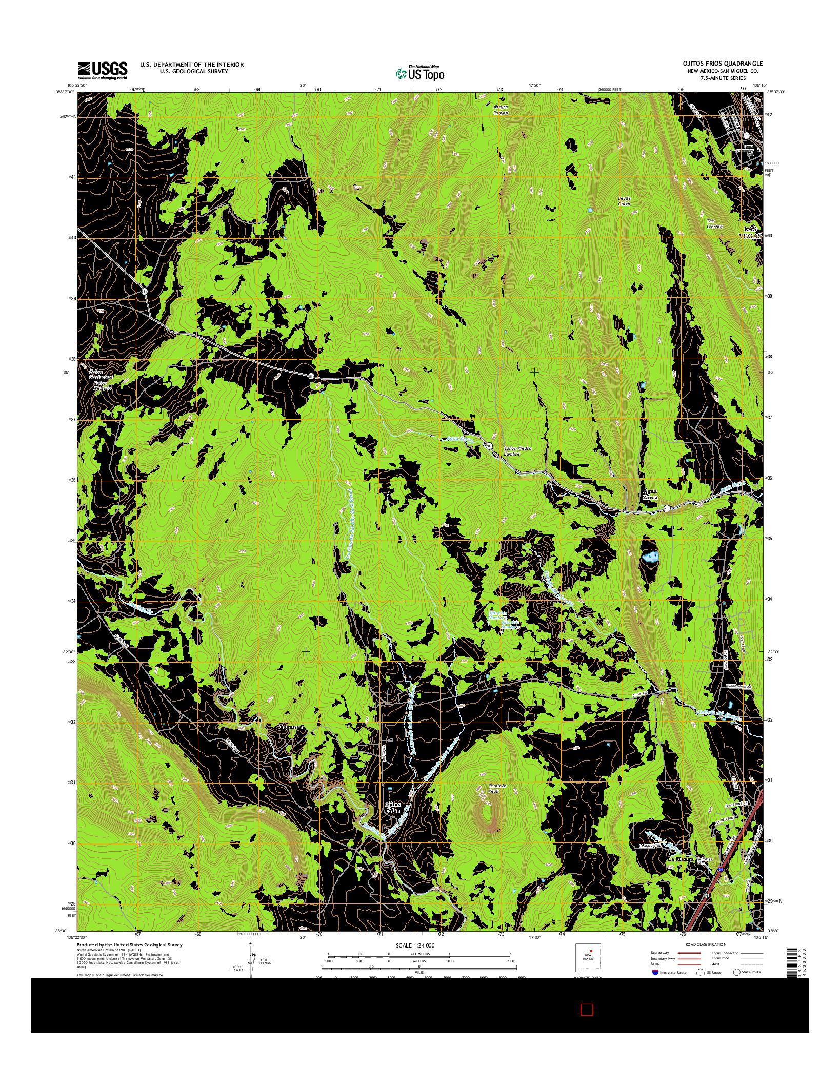 USGS US TOPO 7.5-MINUTE MAP FOR OJITOS FRIOS, NM 2017