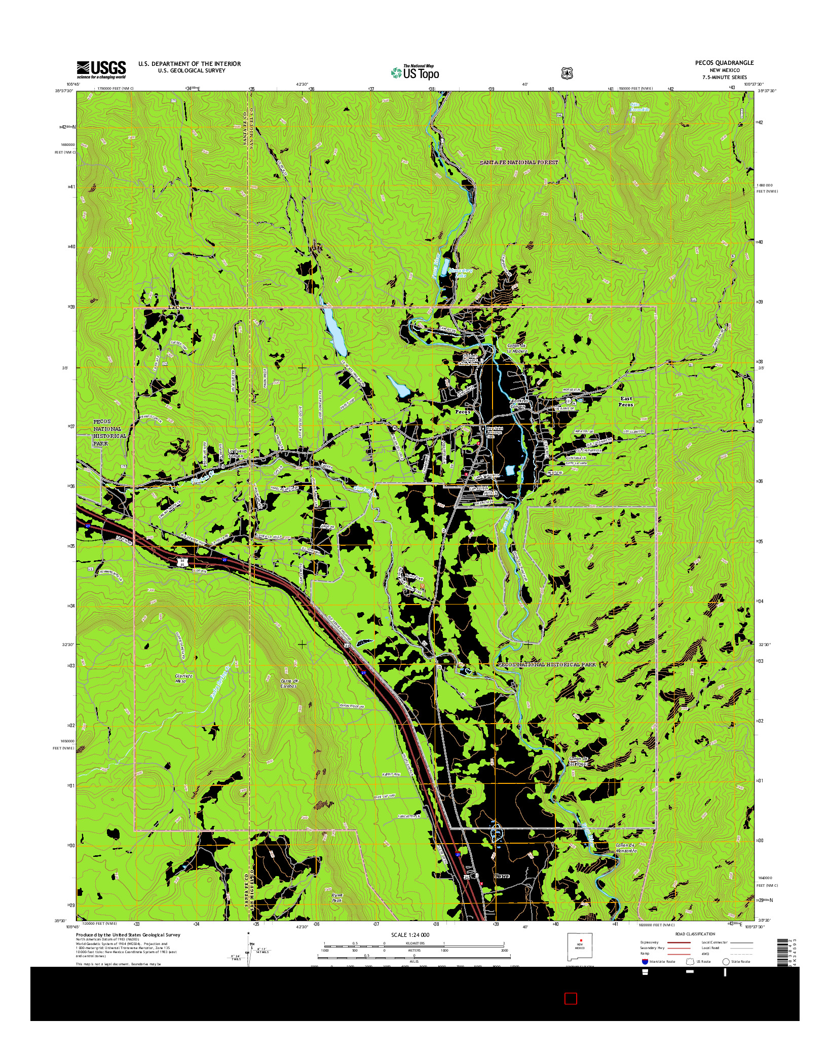 USGS US TOPO 7.5-MINUTE MAP FOR PECOS, NM 2017